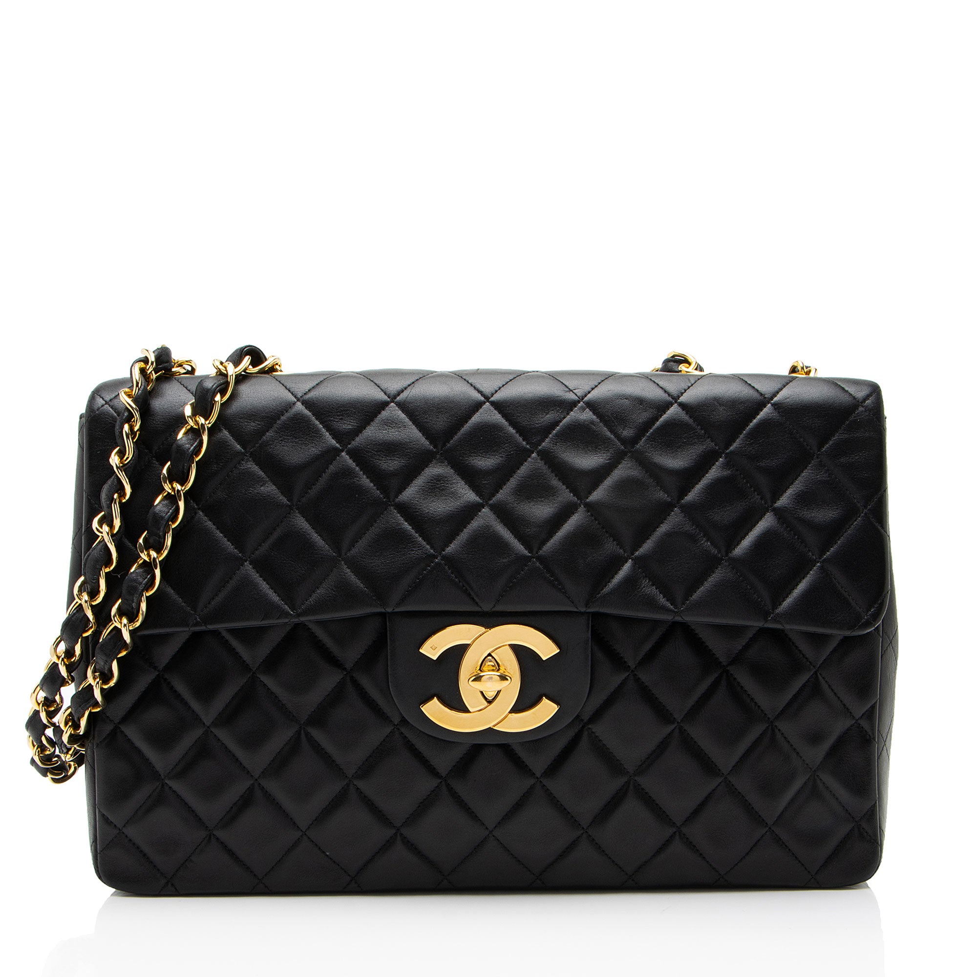 Chanel Vintage Lambskin XL Maxi Single Flap Shoulder Bag
