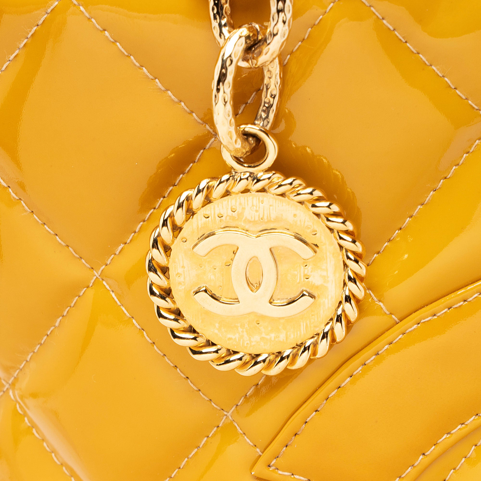 Chanel Vintage Patent Leather Medallion Tote