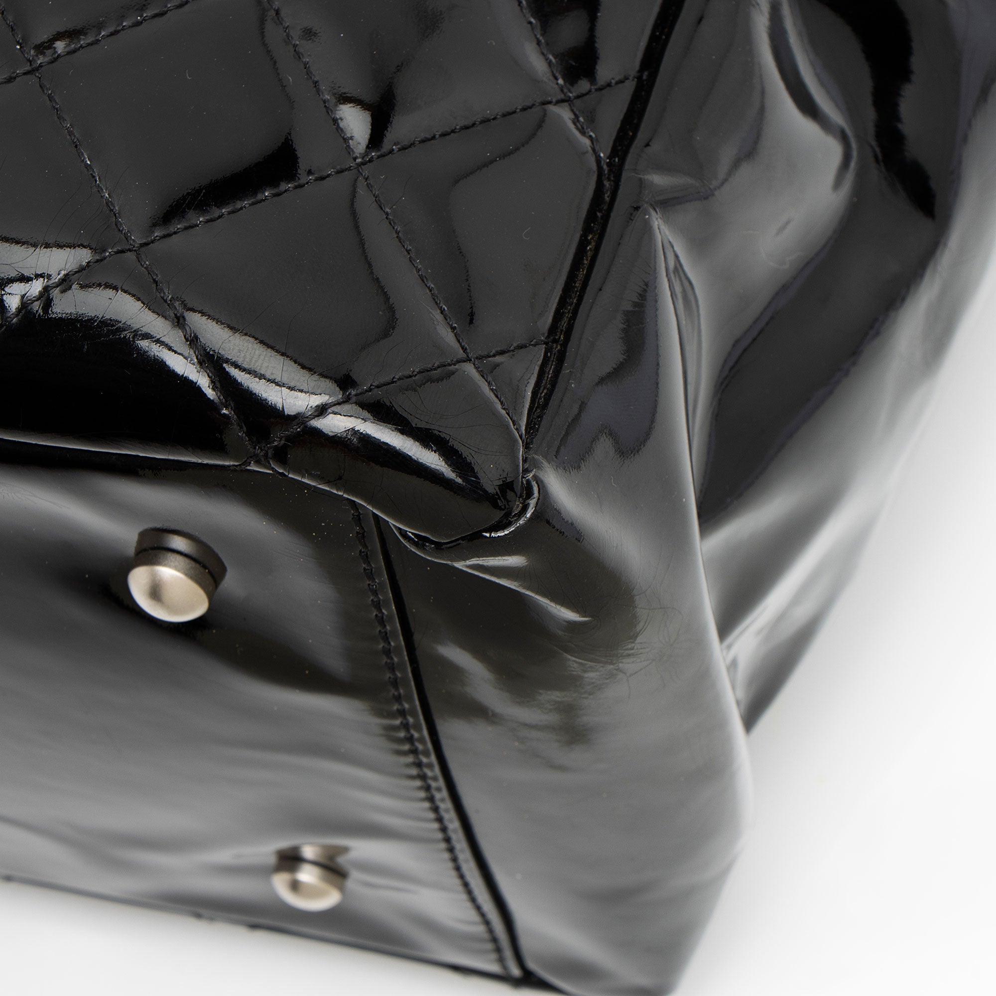 Chanel Vintage Patent Leather Timeless CC Petite Tote