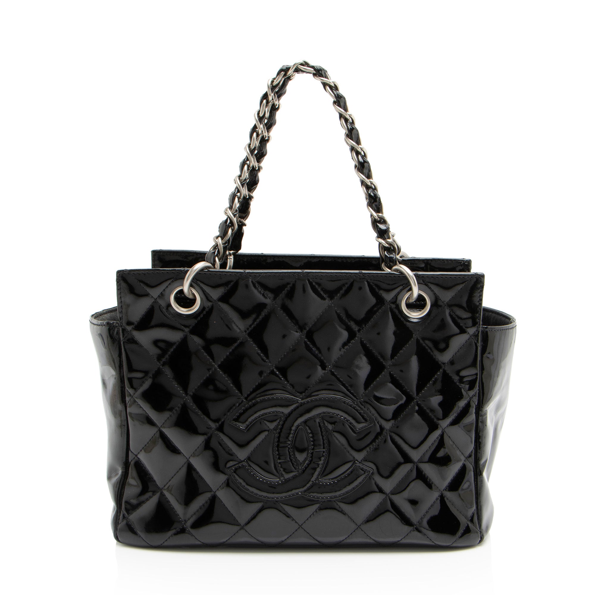 Chanel Vintage Patent Leather Timeless CC Petite Tote