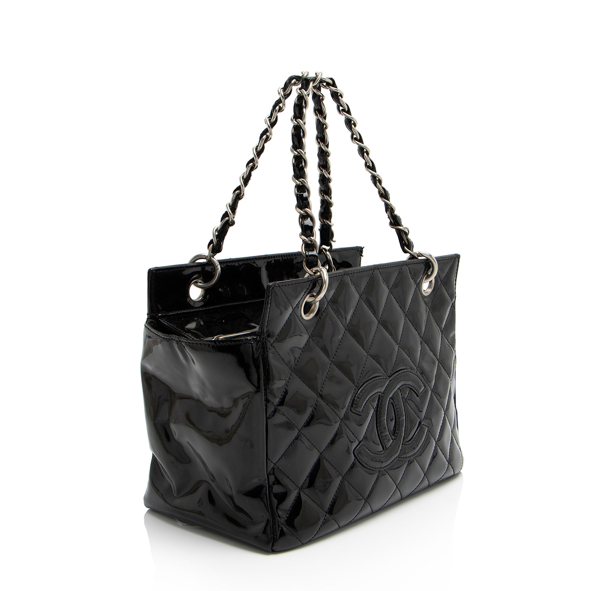 Chanel Vintage Patent Leather Timeless CC Petite Tote