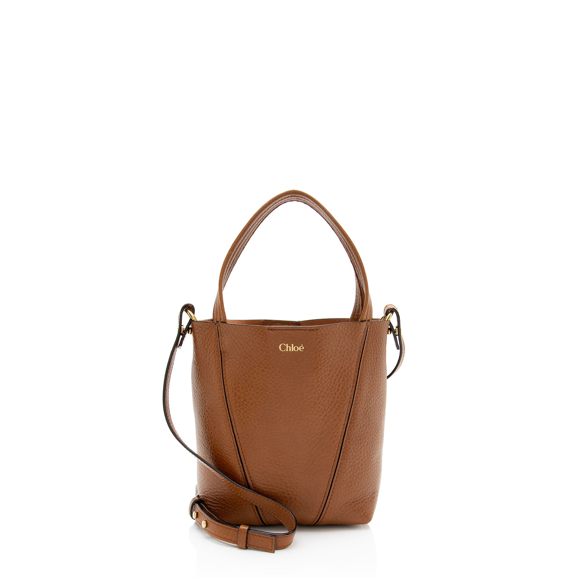 Chloe Grained Calfskin Spin Small Tote