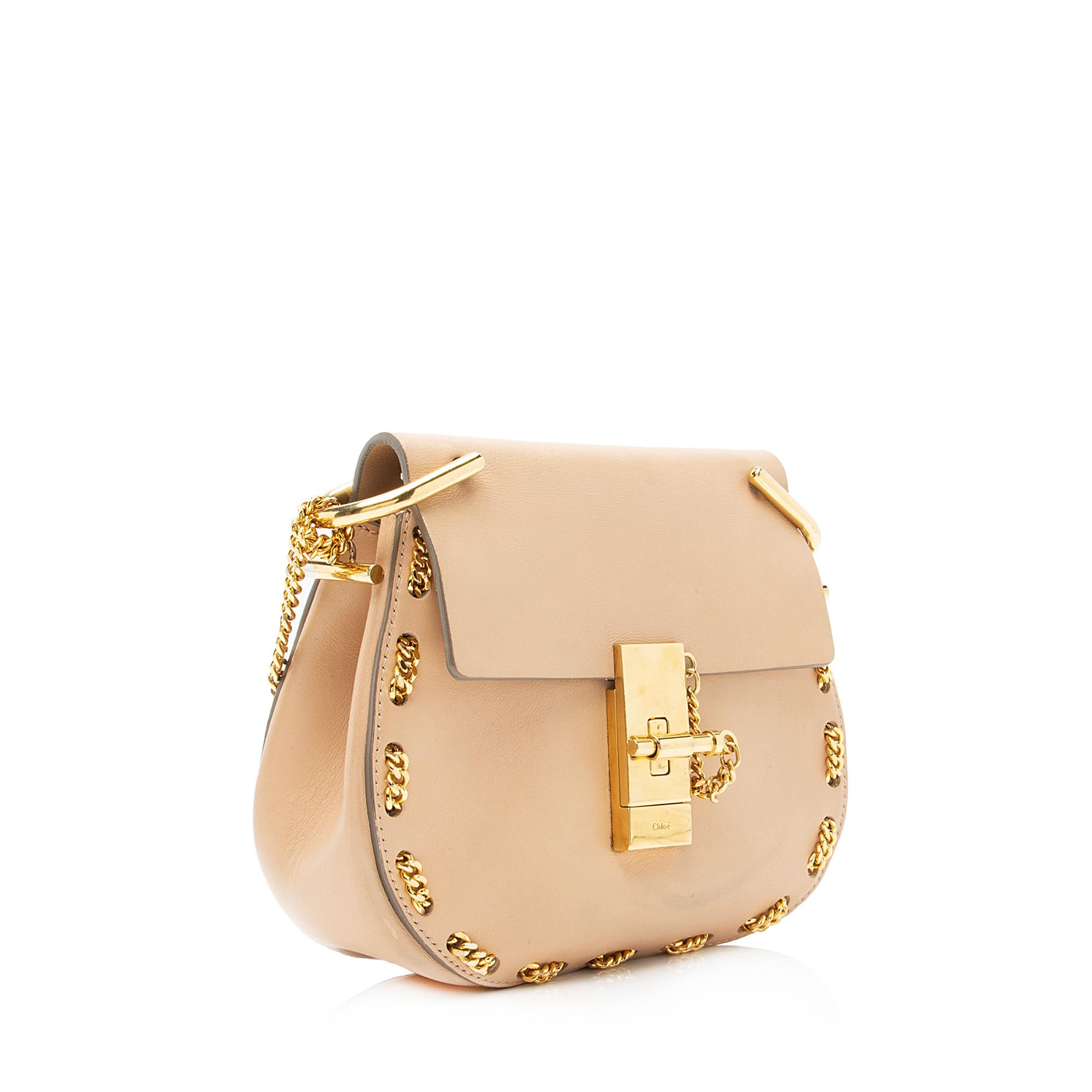 Chloe Lambskin Drew Chain Embellished Mini Shoulder Bag (SHF-23119)