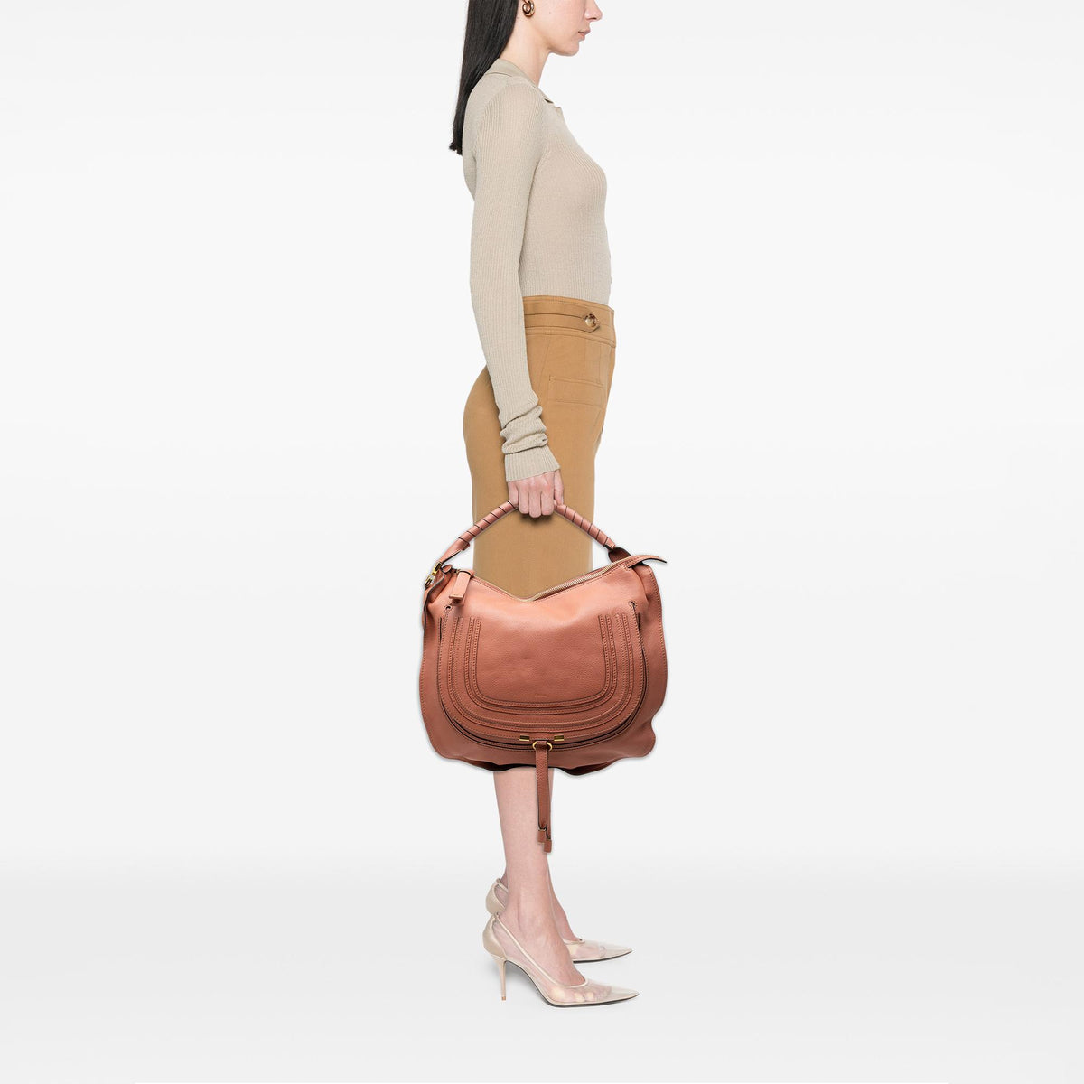 Chloe Large Pebbled Calfskin Marcie Hobo