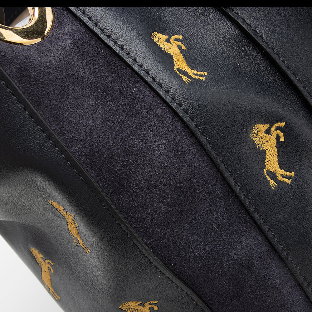 Chloe Leather Embroidered Little Horses Tao Tote