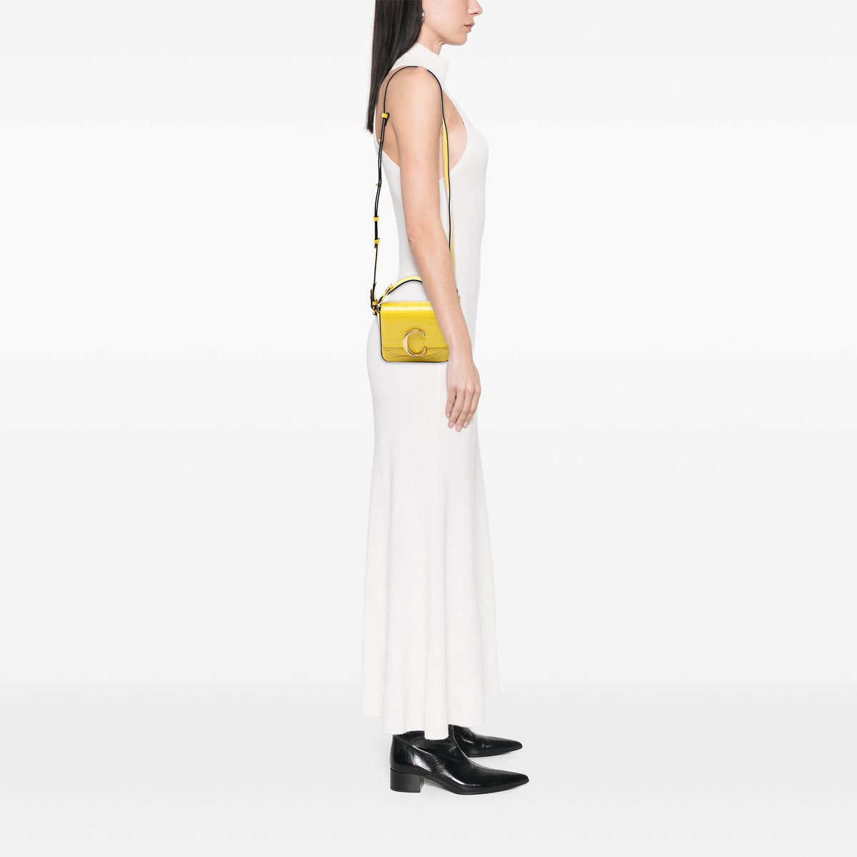 Chloe Mini Croc Embossed Calfskin C Satchel