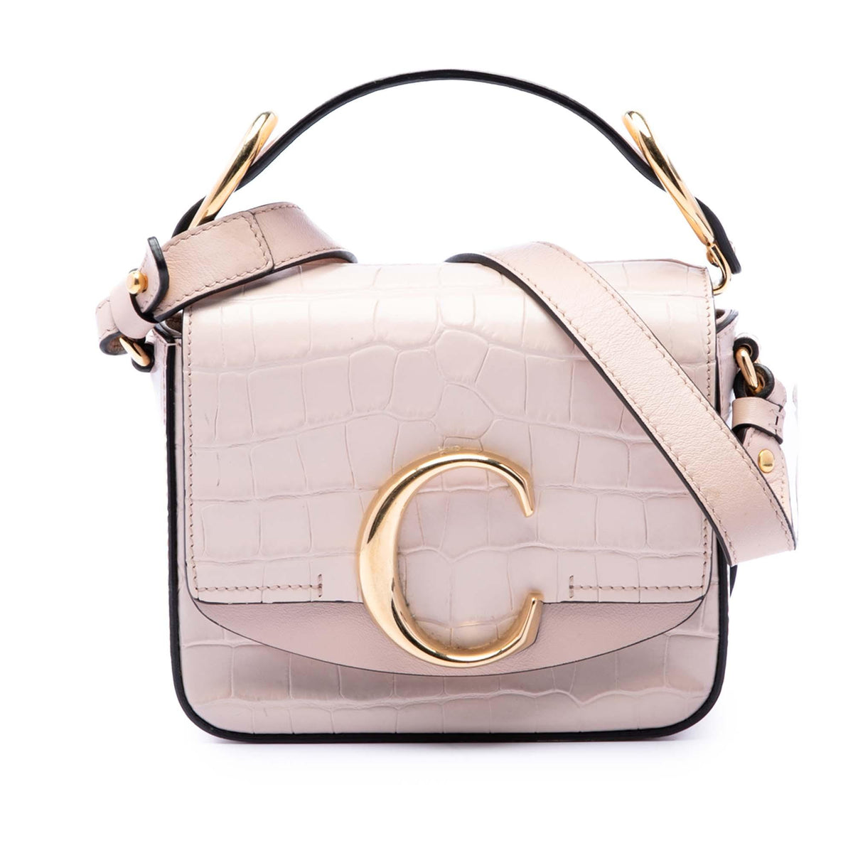 Chloe Mini Croc Embossed Calfskin C Satchel