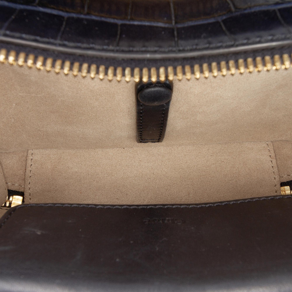 Chloe Mini Croc Embossed Leather C Vanity Bag