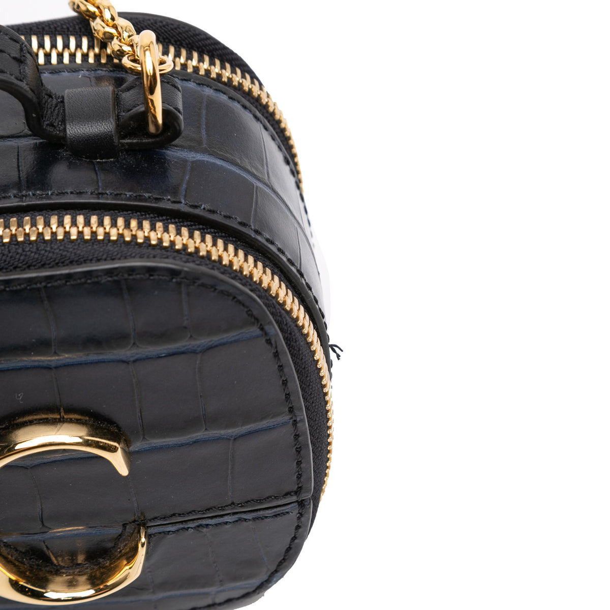 Chloe Mini Croc Embossed Leather C Vanity Bag