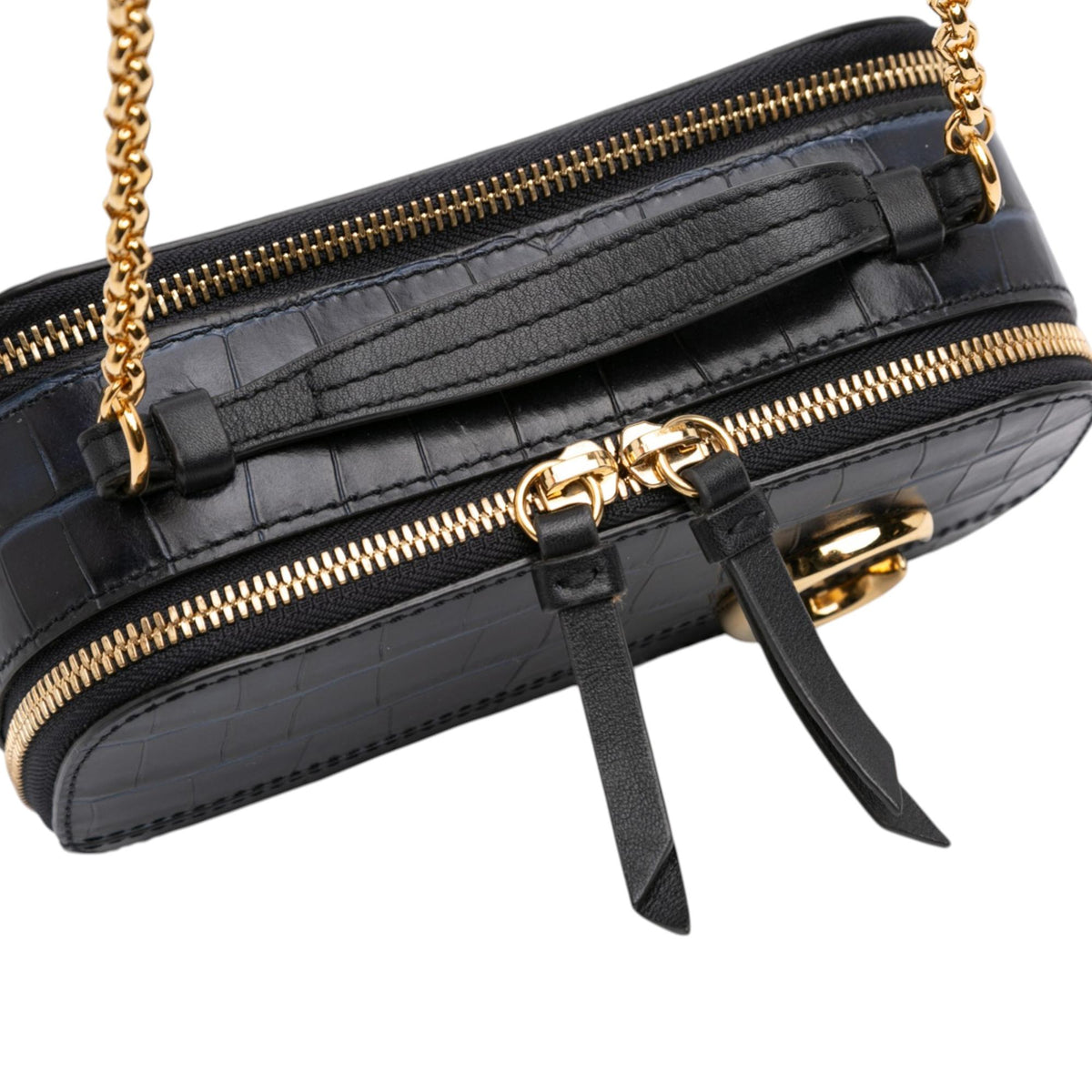 Chloe Mini Croc Embossed Leather C Vanity Bag