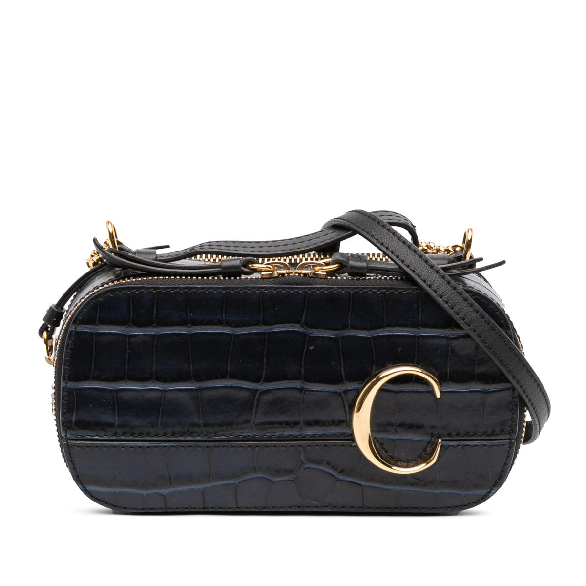 Chloe Mini Croc Embossed Leather C Vanity Bag