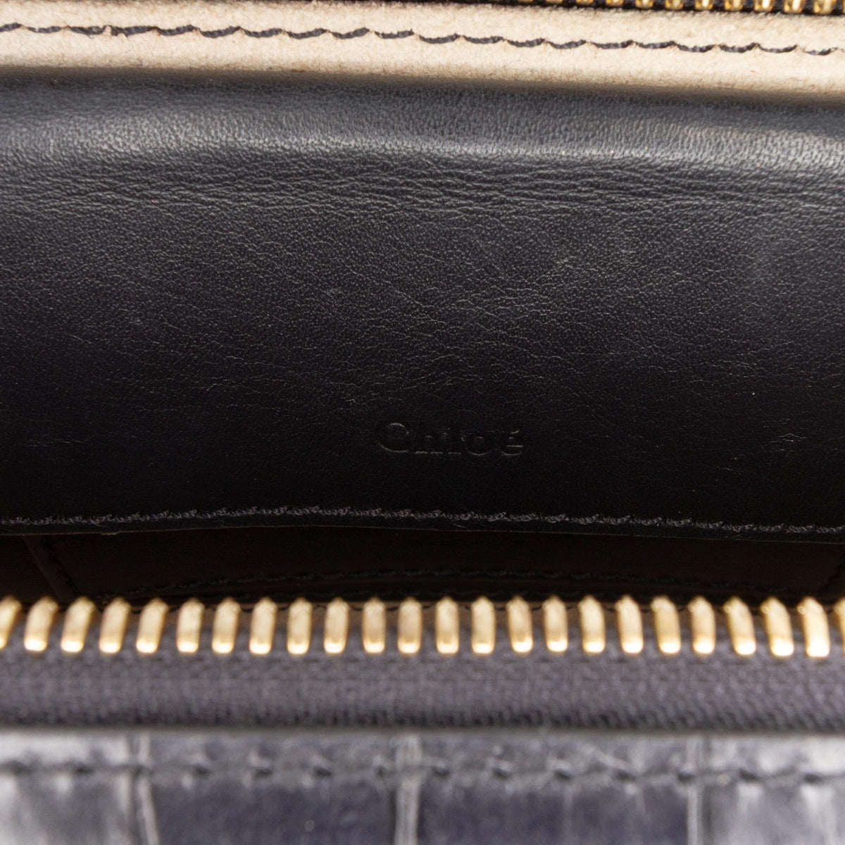 Chloe Mini Croc Embossed Leather C Vanity Bag