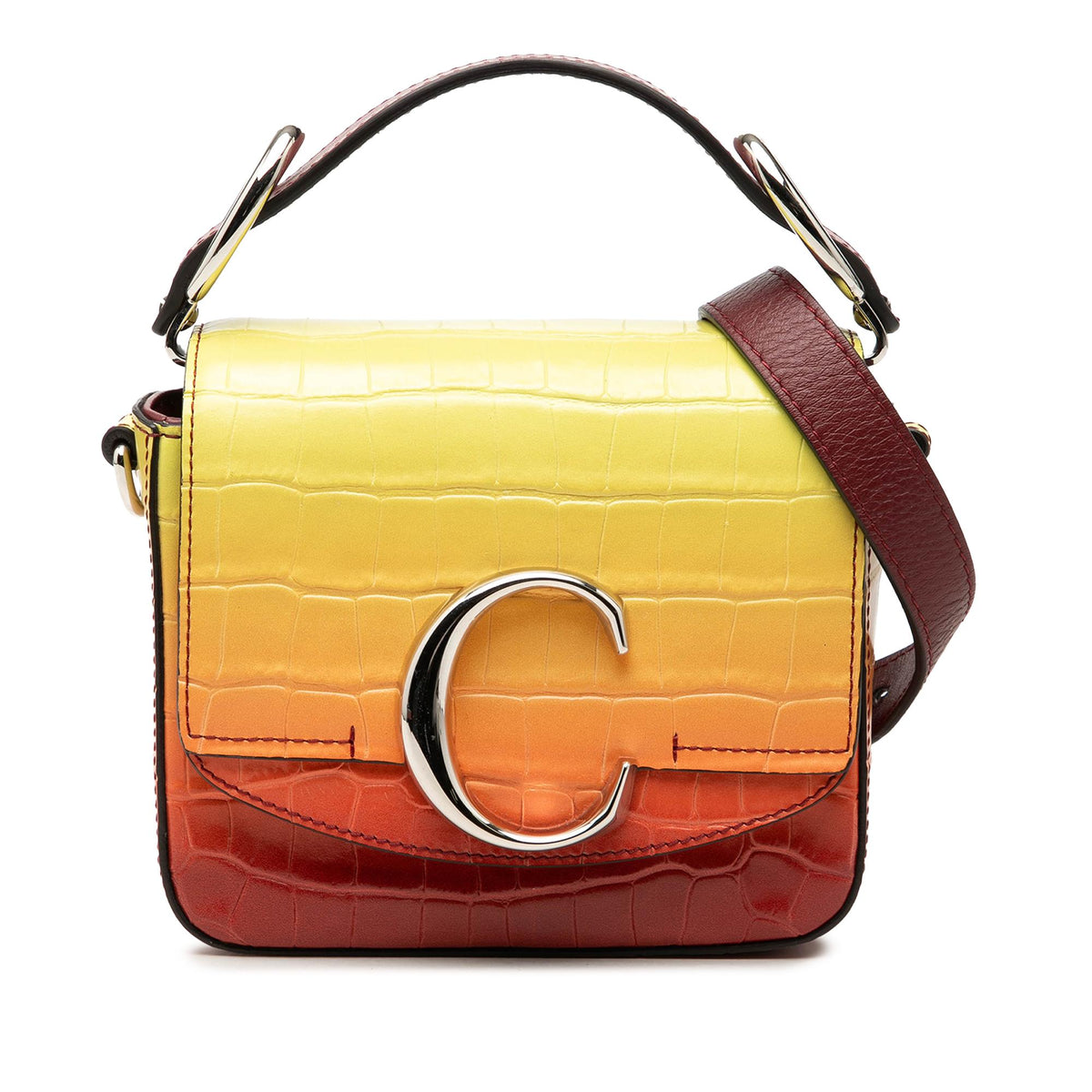 Chloe Mini Croc Embossed Ombre Calfskin C Satchel
