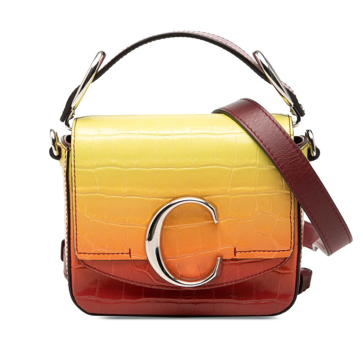 Chloe Mini Ombre Croc Embossed Leather C Satchel
