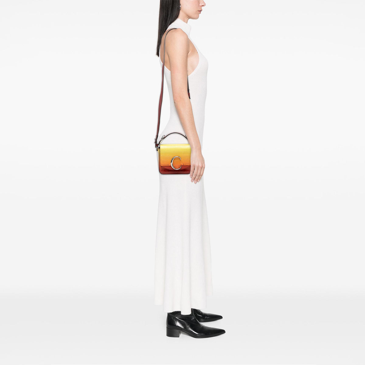 Chloe Mini Ombre Croc Embossed Leather C Satchel