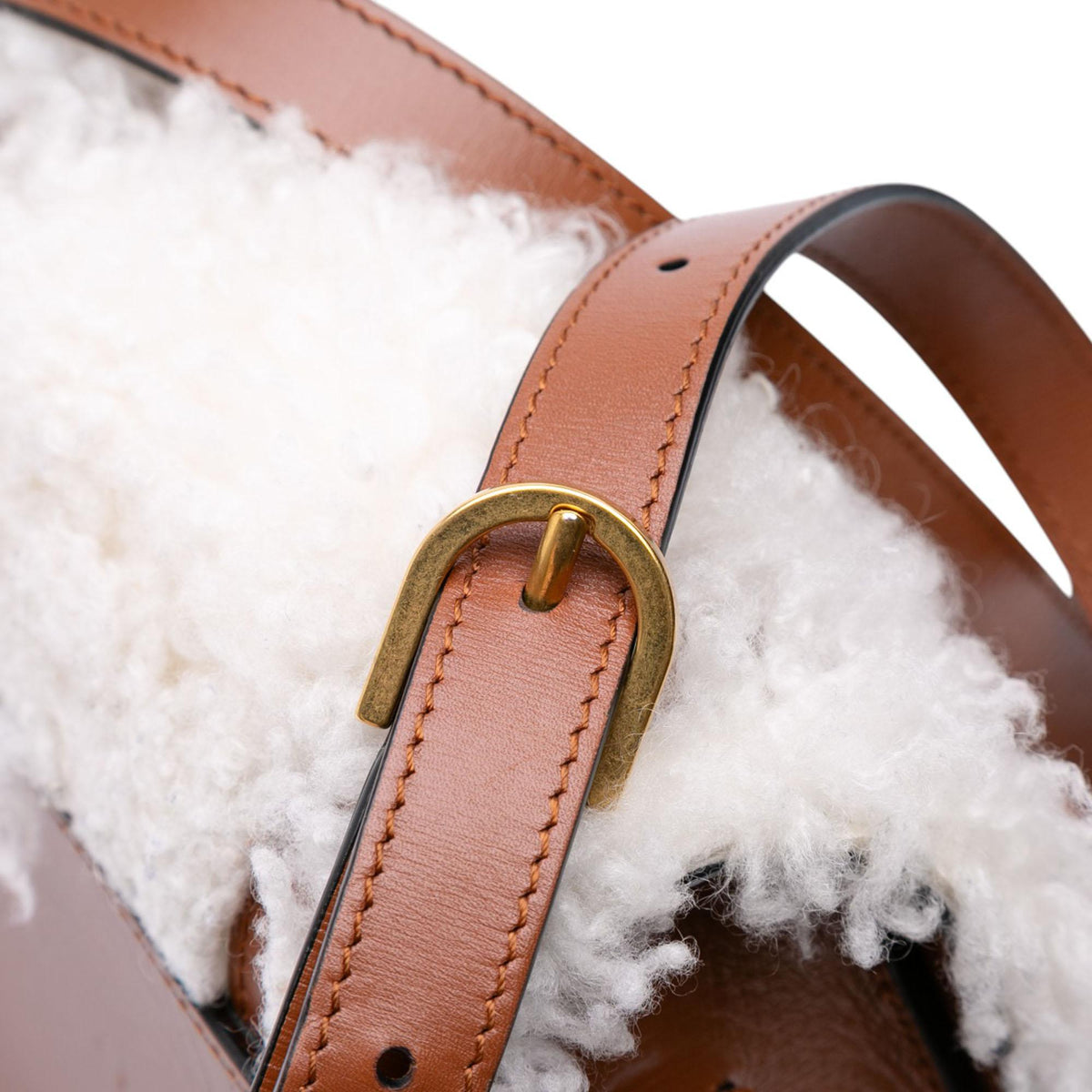 Chloe Mini Shearling and Calfskin Marcie Saddle Crossbody