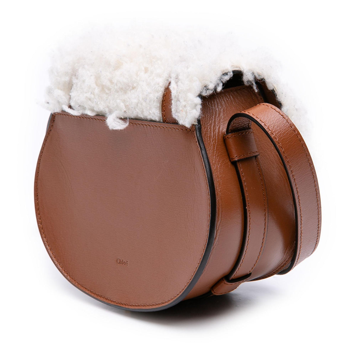 Chloe Mini Shearling and Calfskin Marcie Saddle Crossbody