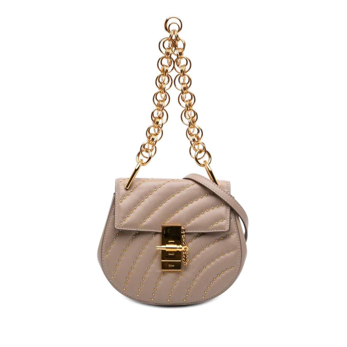 Chloe Mini Studded Leather Drew Bijou Satchel