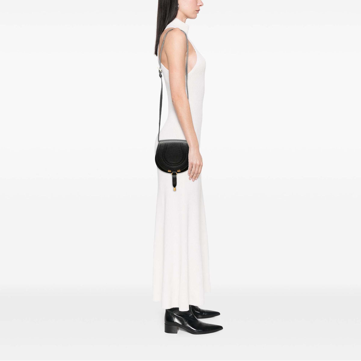 Chloe Small Grained Leather Marcie Saddle Crossbody