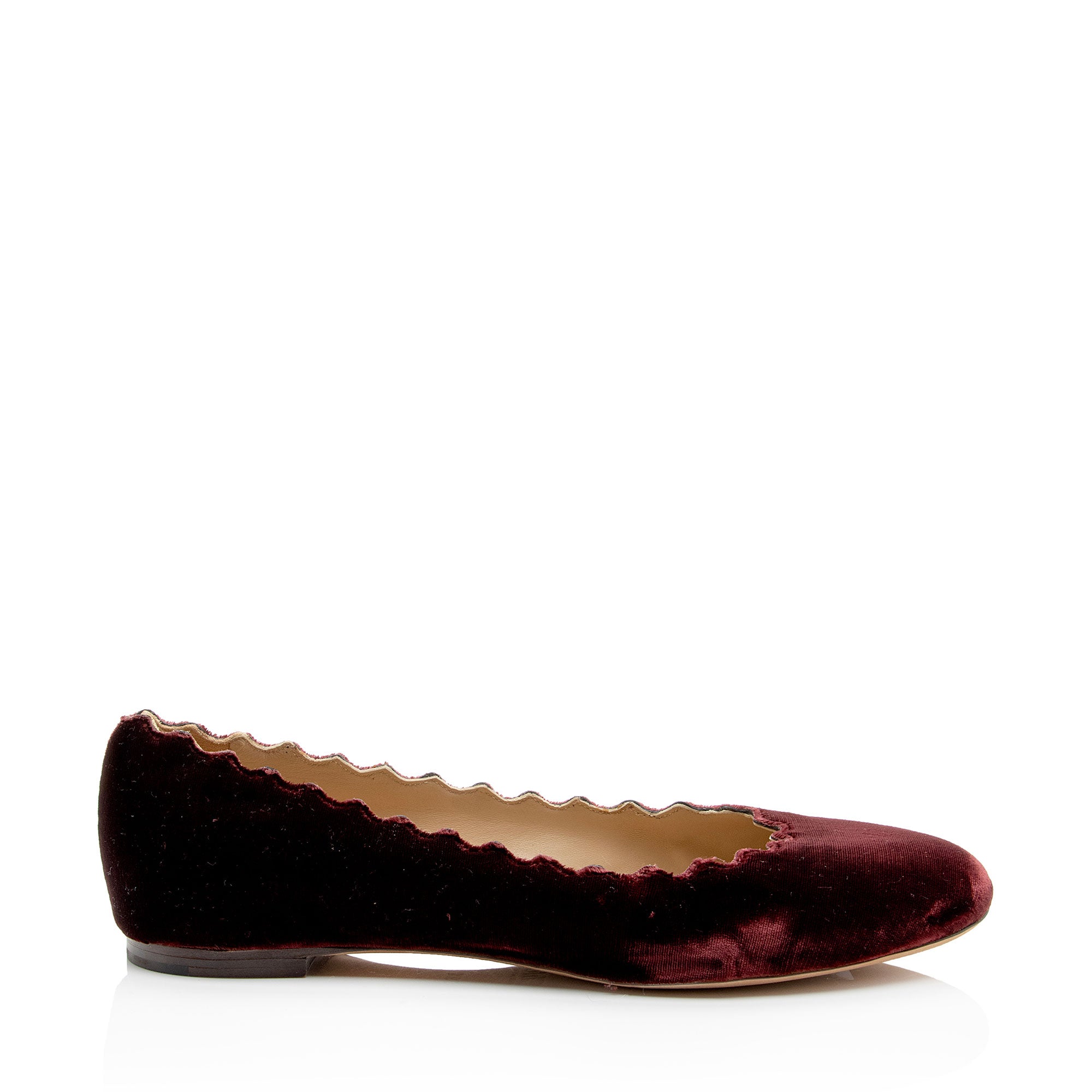 Chloe Velvet Scalloped Lauren Flats - Size 9.5 / 39.5 (SHF-d1pa1o)