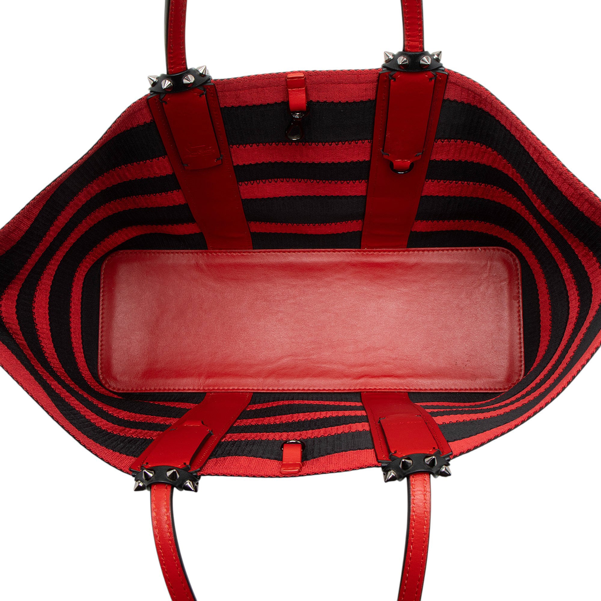 Christian Louboutin Canvas Striped Spiked Cabata Tote