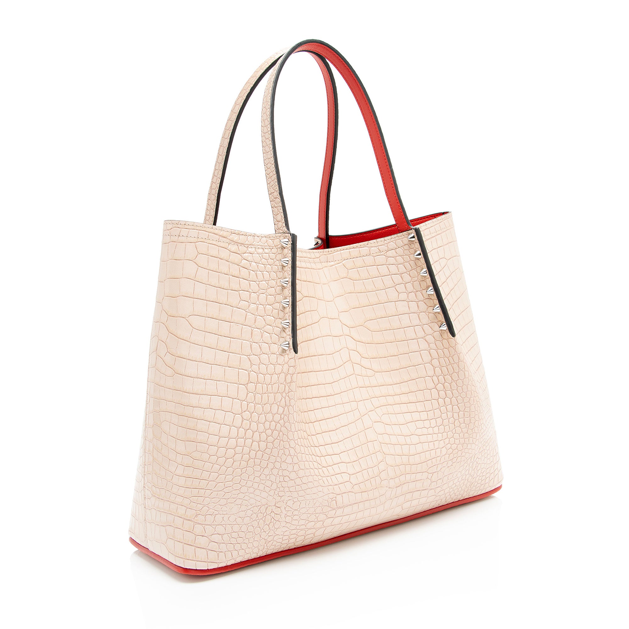 Christian Louboutin Croc Embossed Leather Cabarock Small Tote (SHF-agxwVX)