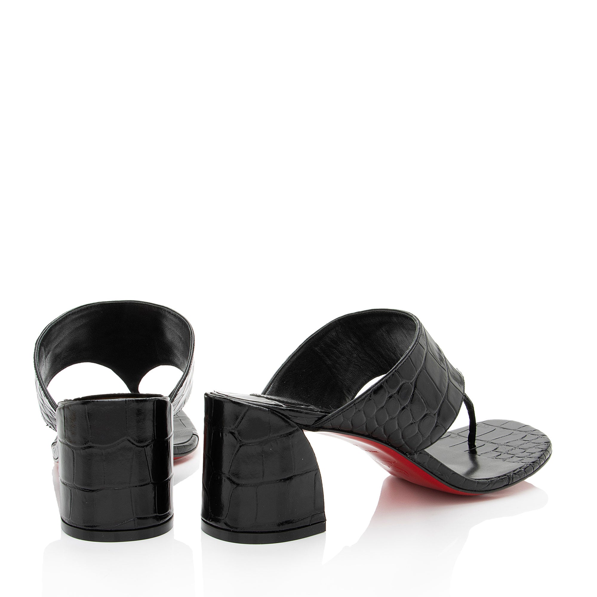 Christian Louboutin Croc Embossed Tongamule Sandals - Size 10 / 40
