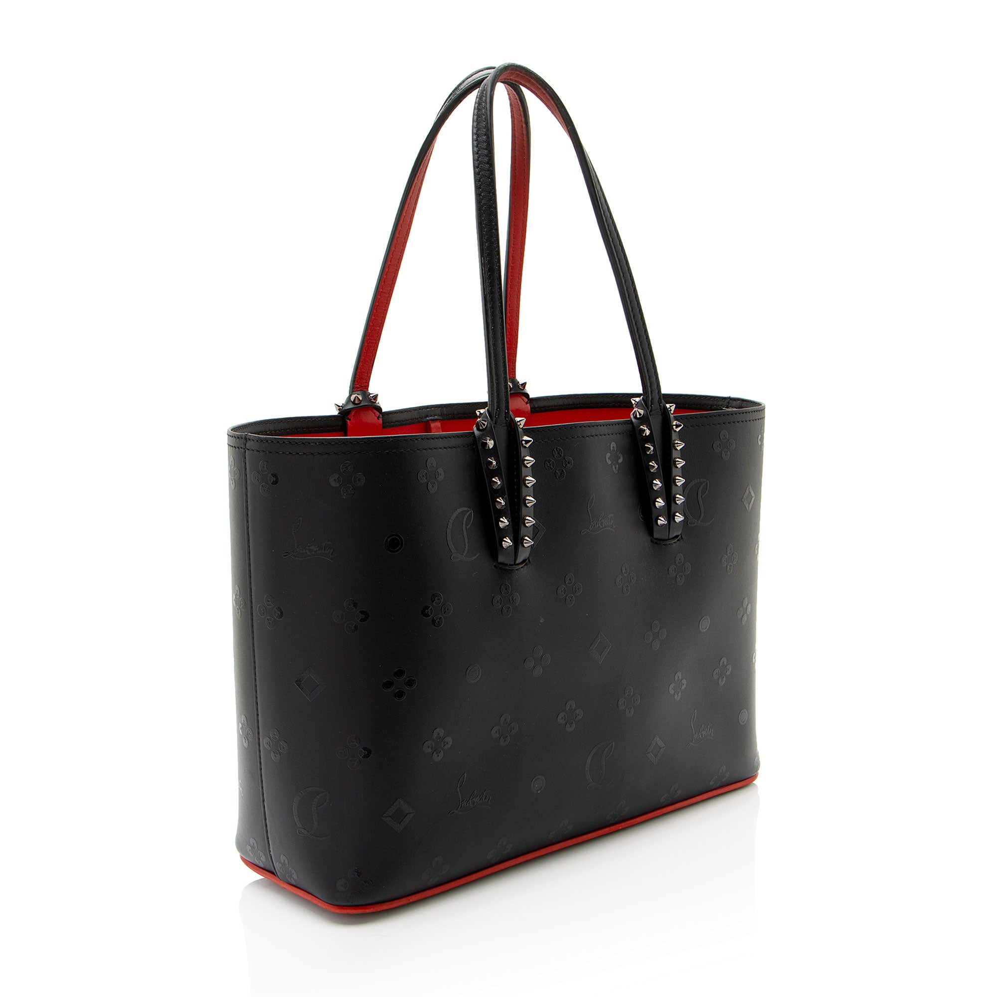 Christian Louboutin Embossed Leather Loubinthesky Cabata Small Tote (SHF-h4QQsx)