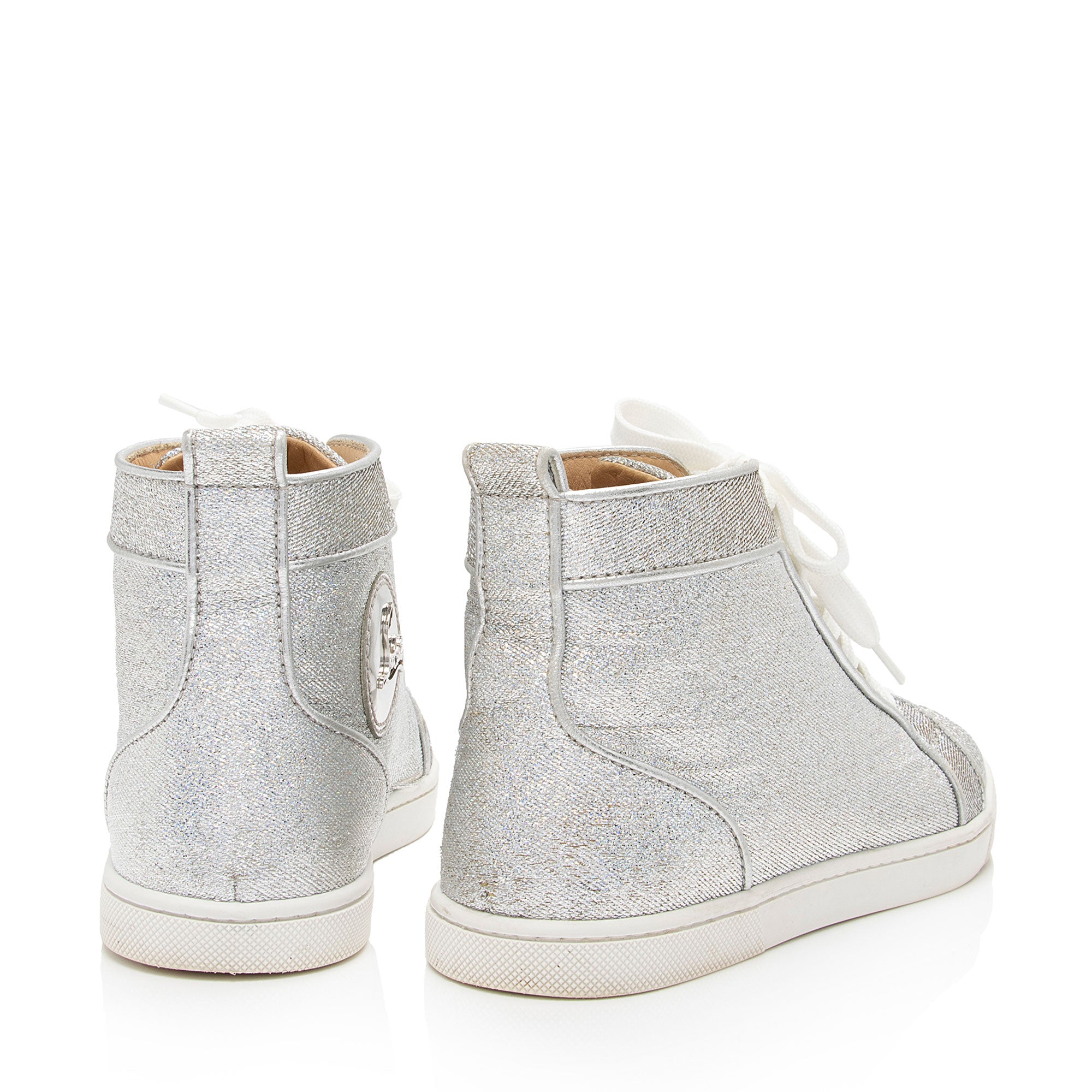 Christian Louboutin Glitter Fabric Orlato High Top Sneakers - Size 7 / 37 (SHF-TjszmX)