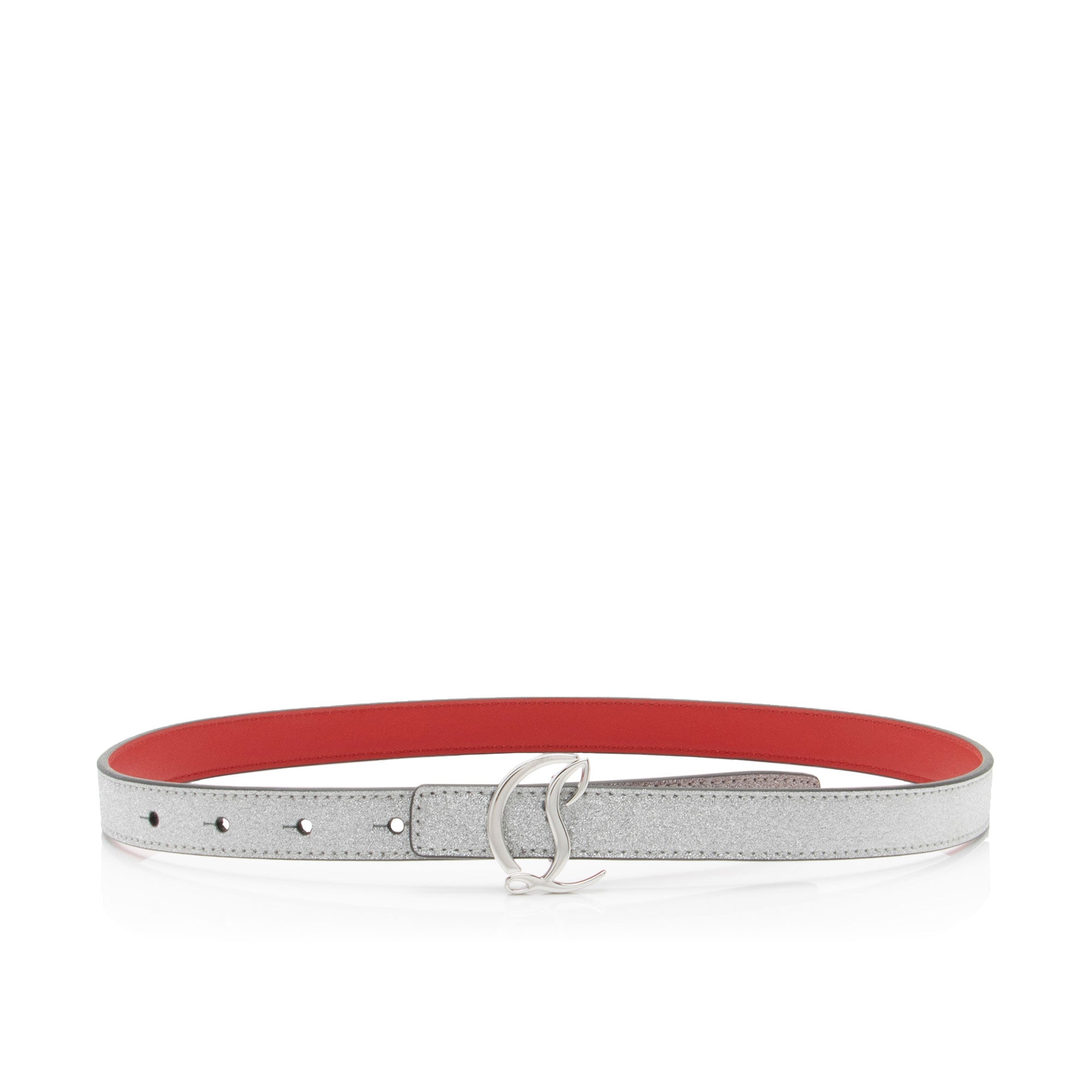 Christian Louboutin Leather Glitter CL Logo Belt - Size 28 / 70 (SHF-lKsico)
