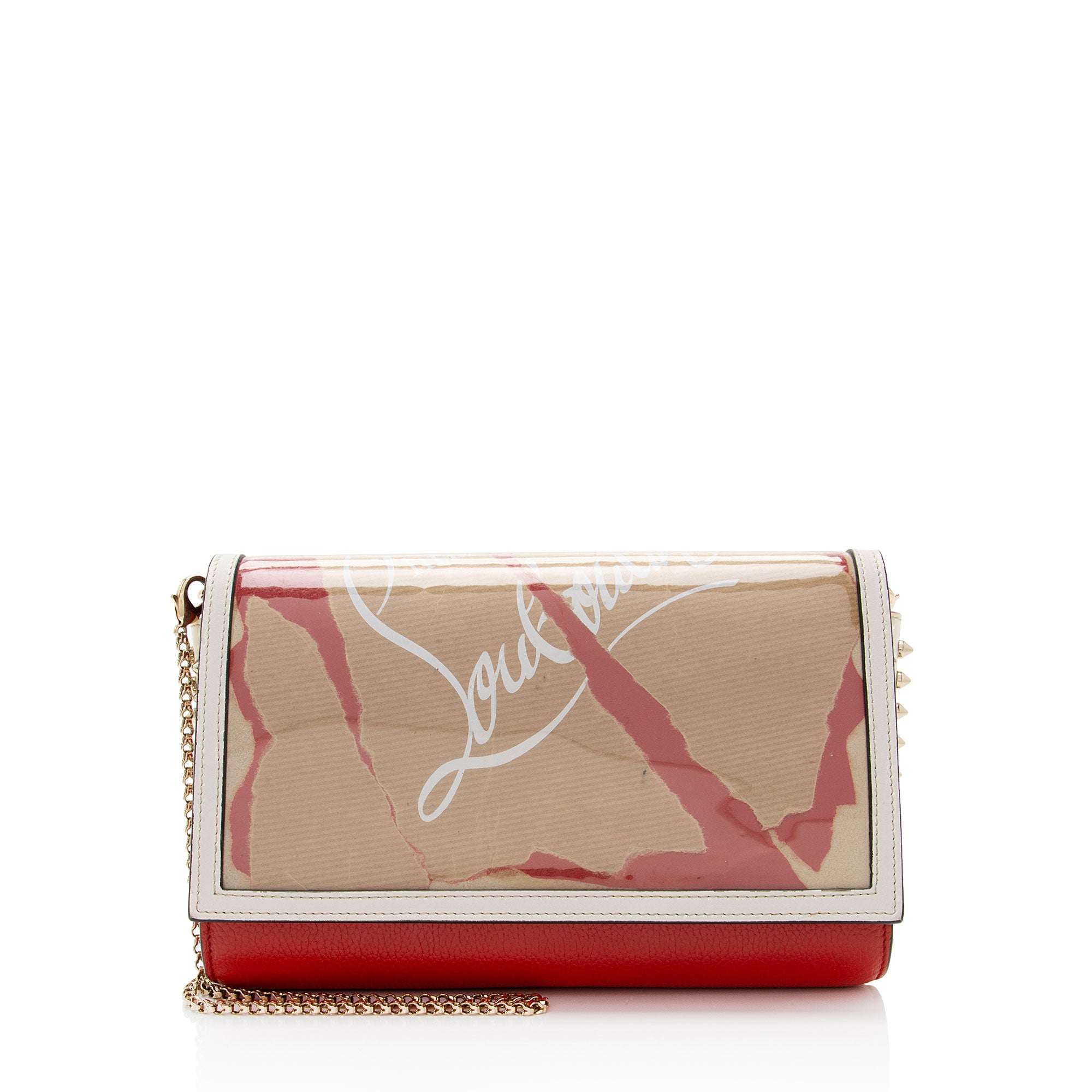 Christian Louboutin Leather Kraft Spikes Paloma Clutch (SHF-E2kWEn)