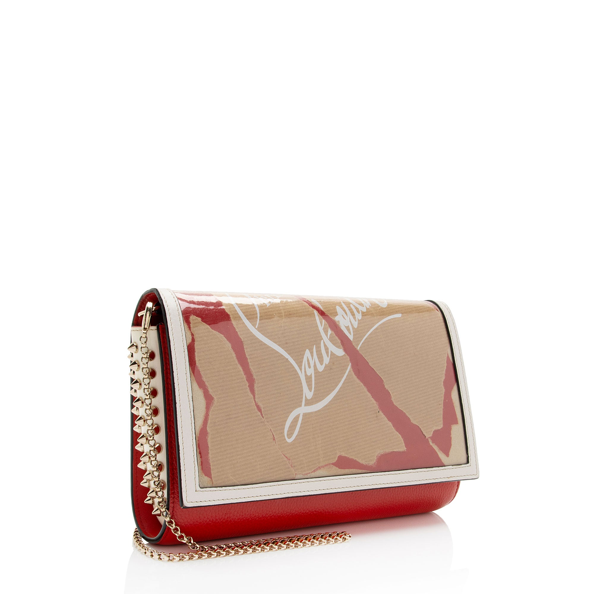 Christian Louboutin Leather Kraft Spikes Paloma Clutch (SHF-E2kWEn)