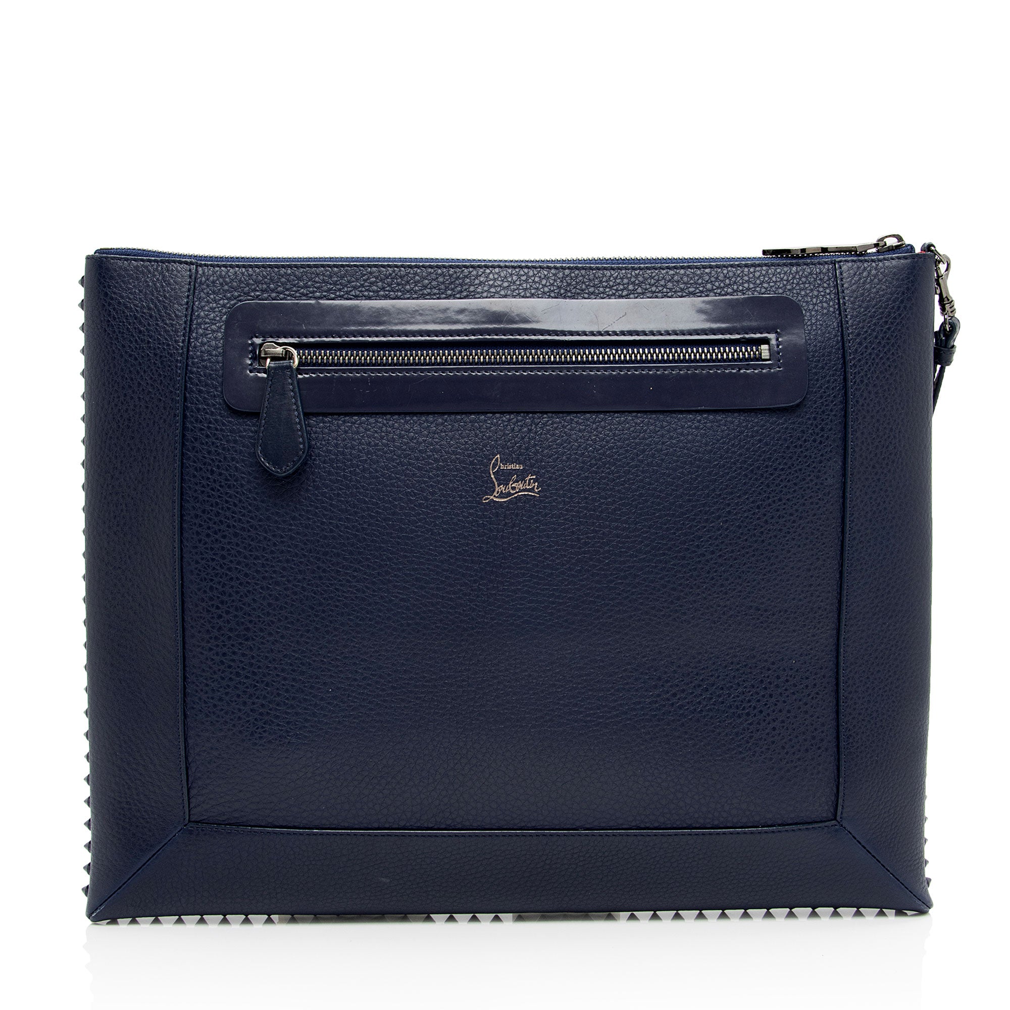 Christian Louboutin Leather Peter Spiked Clutch (SHF-MZw5Cf)