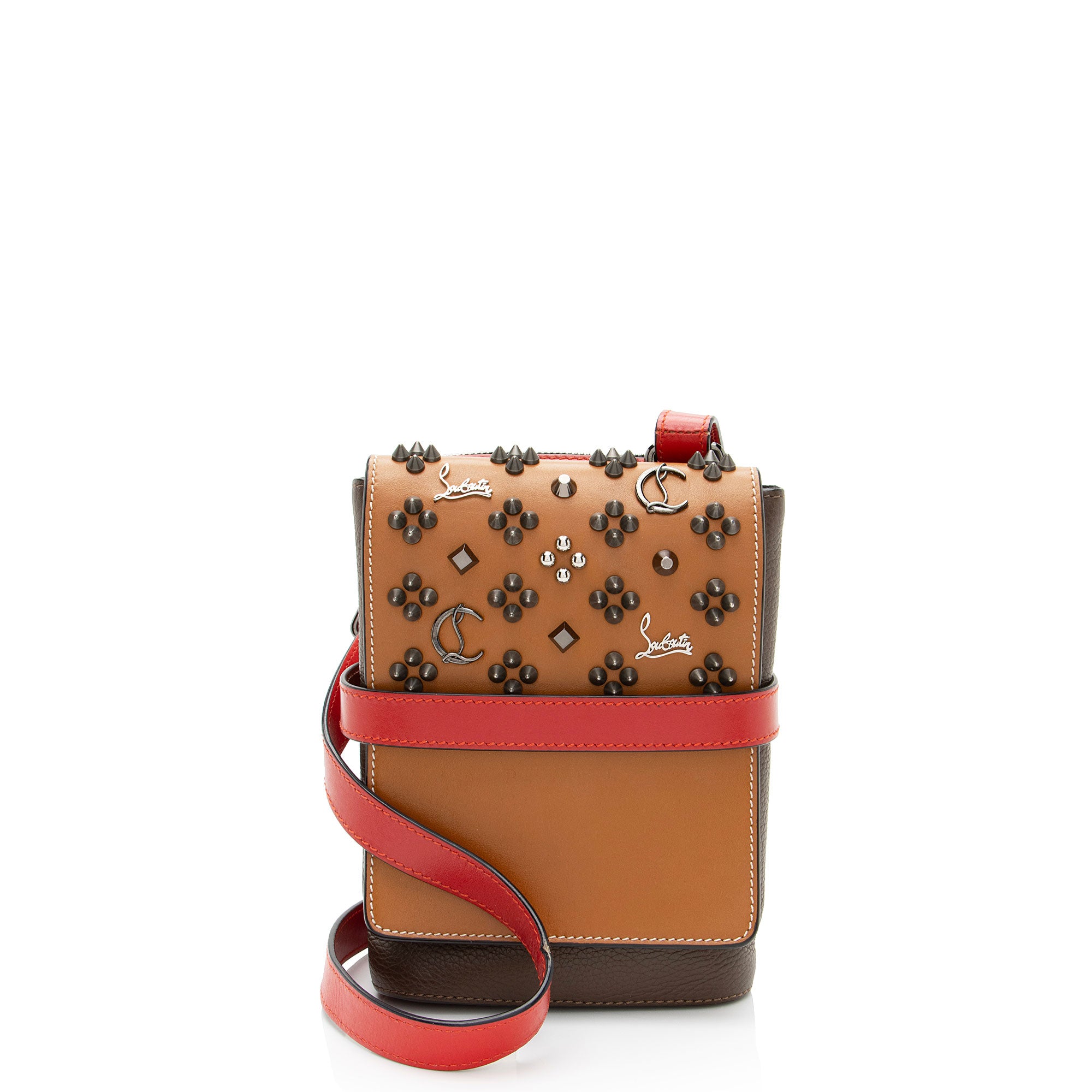 Christian Louboutin Leather Spiked Benech Reporter Bag