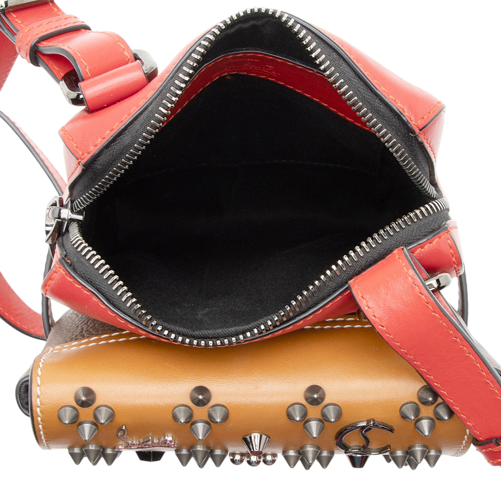 Christian Louboutin Leather Spiked Benech Reporter Bag