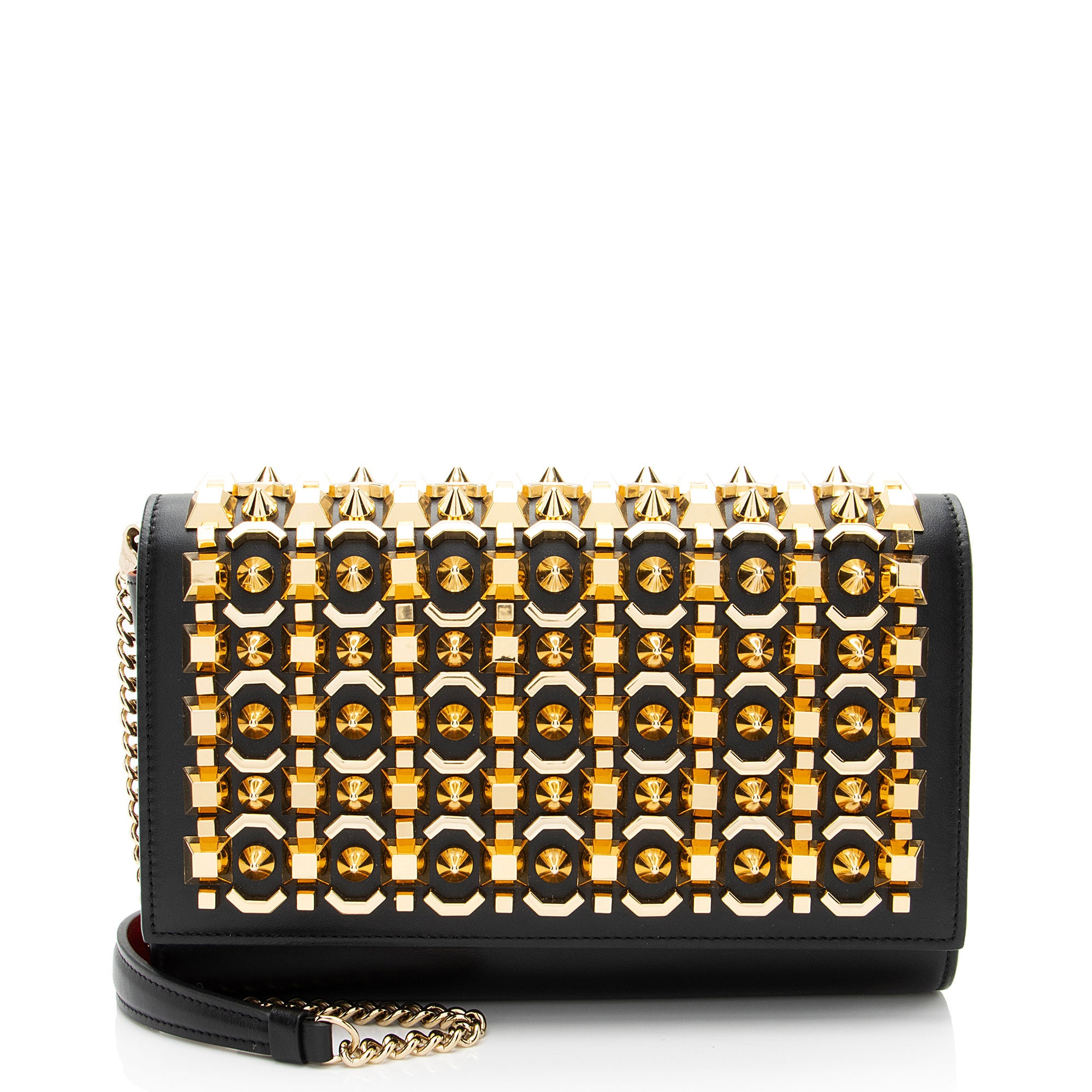 Christian Louboutin Leather Spiked Empire Paloma Wallet on Chain