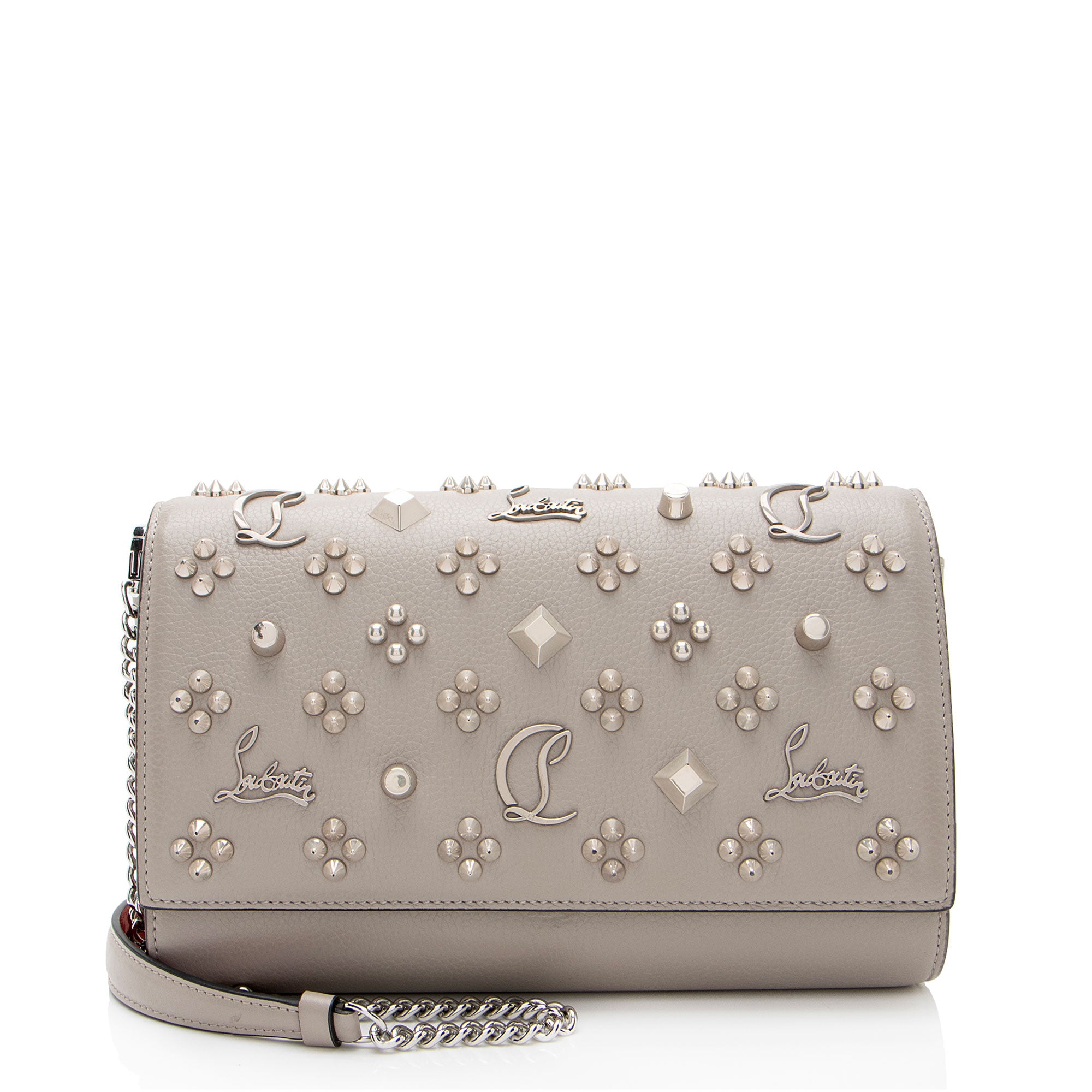 Christian Louboutin Leather Spiked Loubinthesky Paloma Clutch
