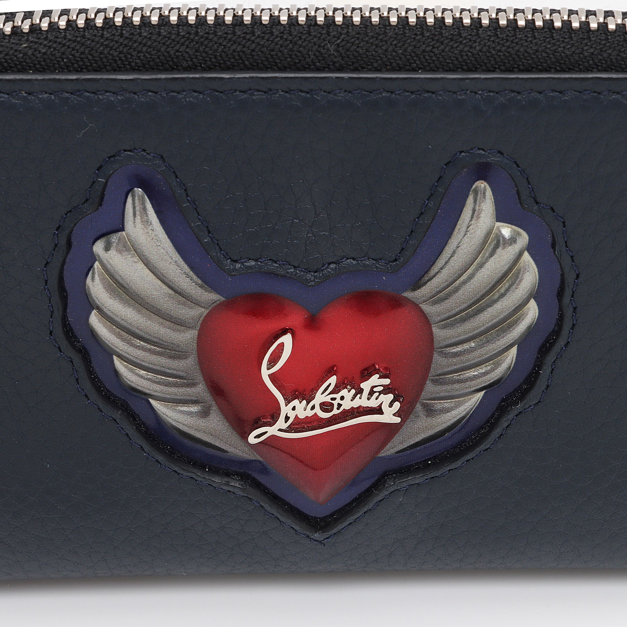 Christian Louboutin Leather Winged Heart Zip Compact Wallet (SHF-J54Gws)
