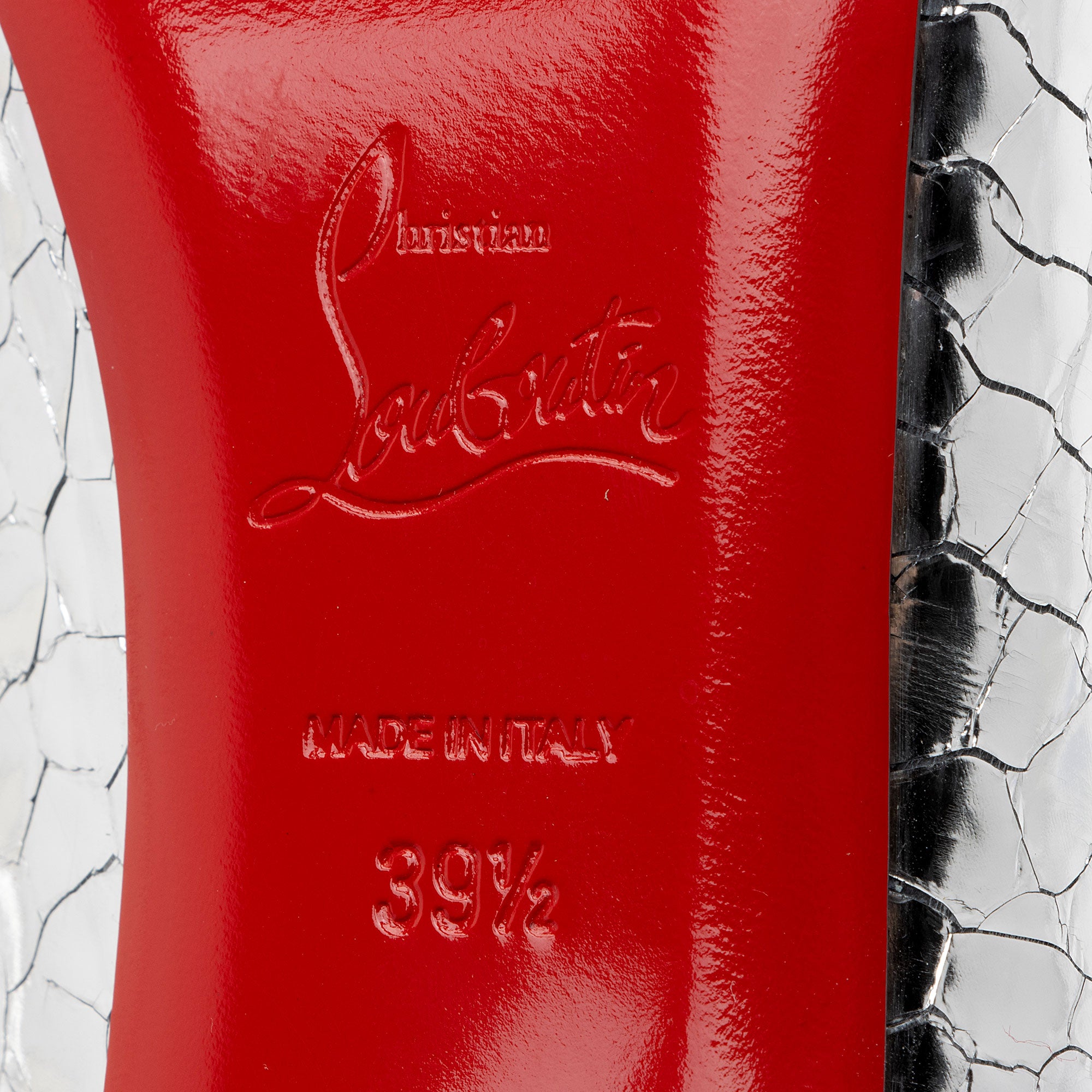 Christian Louboutin Metallic Calfskin Craquele So Kate Booties - Size 9.5 / 39.5