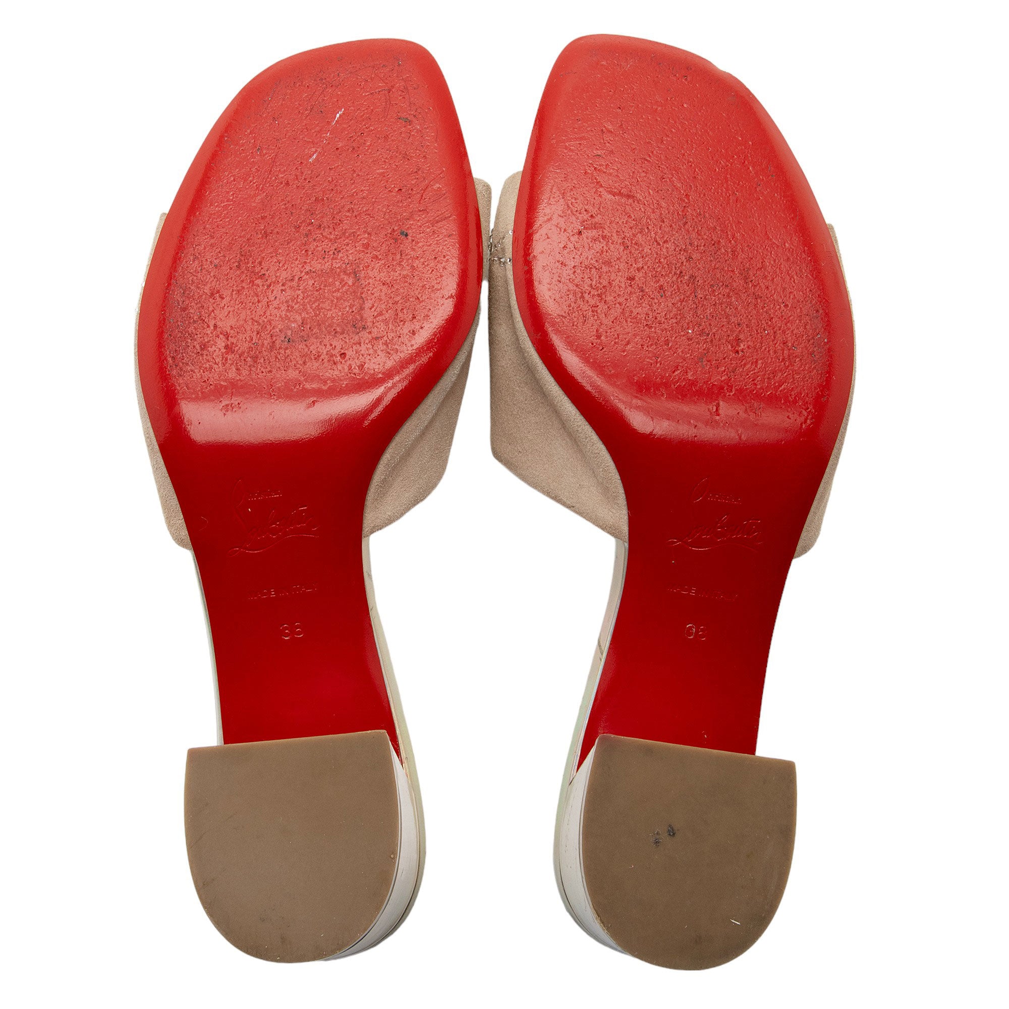 Christian Louboutin Suede Crystal Dear Home 55 Sandals - Size 8 / 38 (SHF-NOLwar)