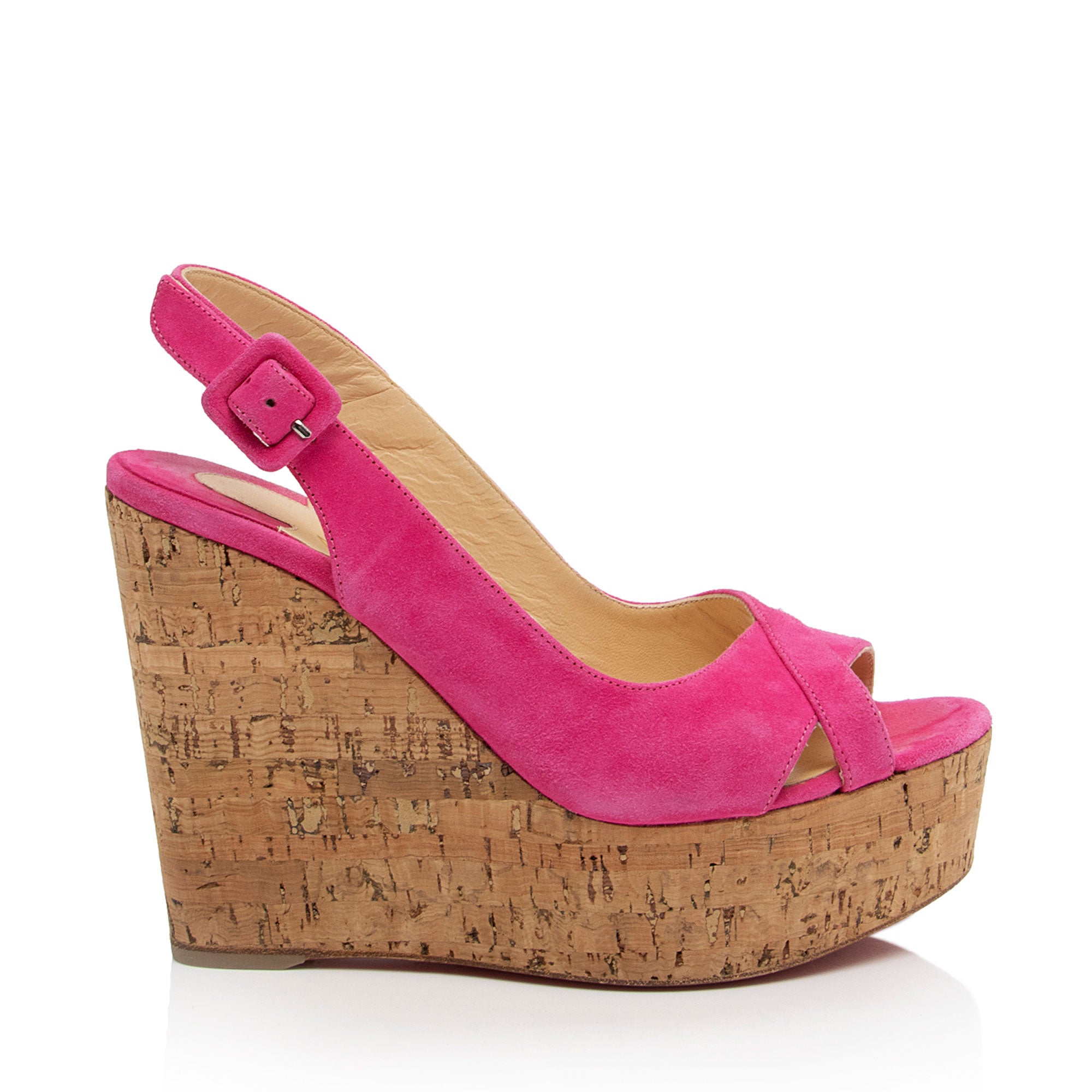 Christian Louboutin Suede Reine De Liege Wedge Sandals - Size 5 / 35 ( Christian Louboutin Suede Reine De Liege Wedge Sandals - Size 5 / 35 (