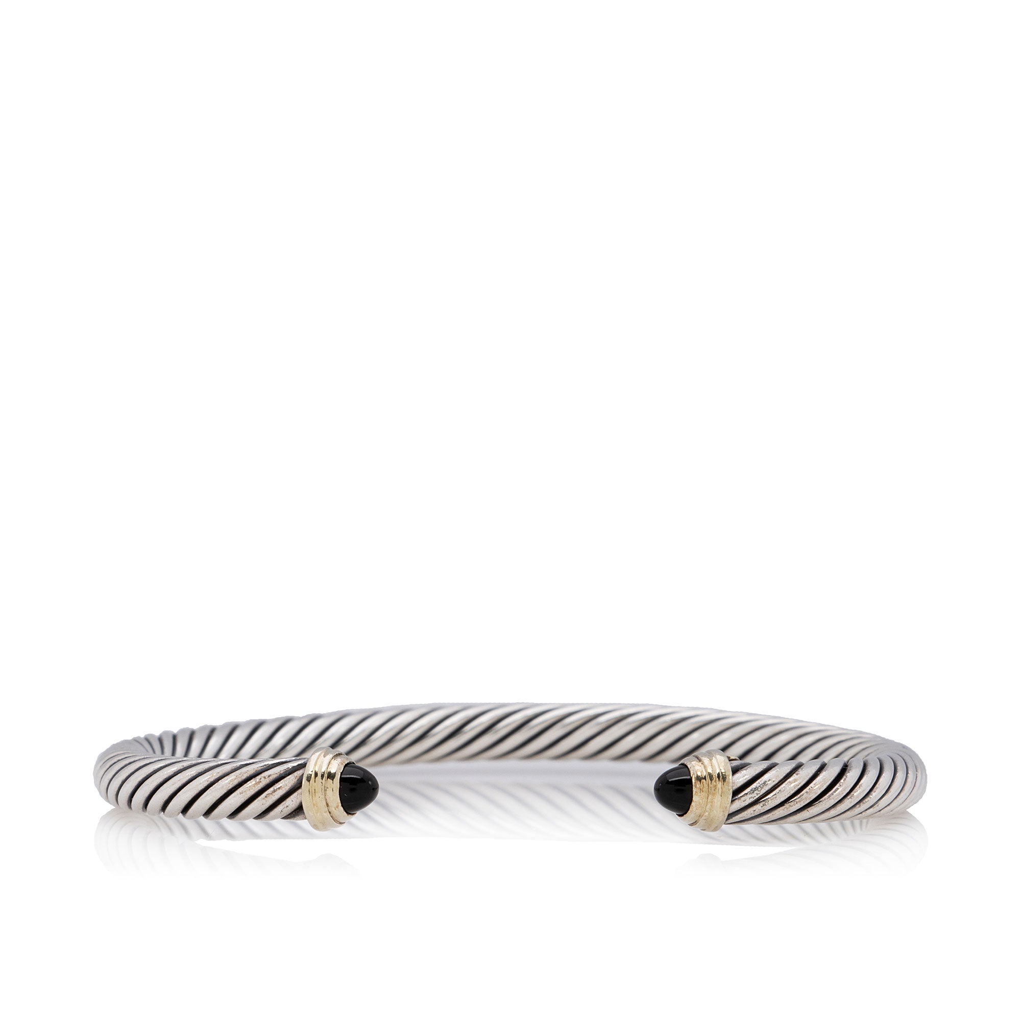 David Yurman 14k Gold Sterling Silver Onyx Cable Classics 5mm Bracelet (SHF-KUjhk7)