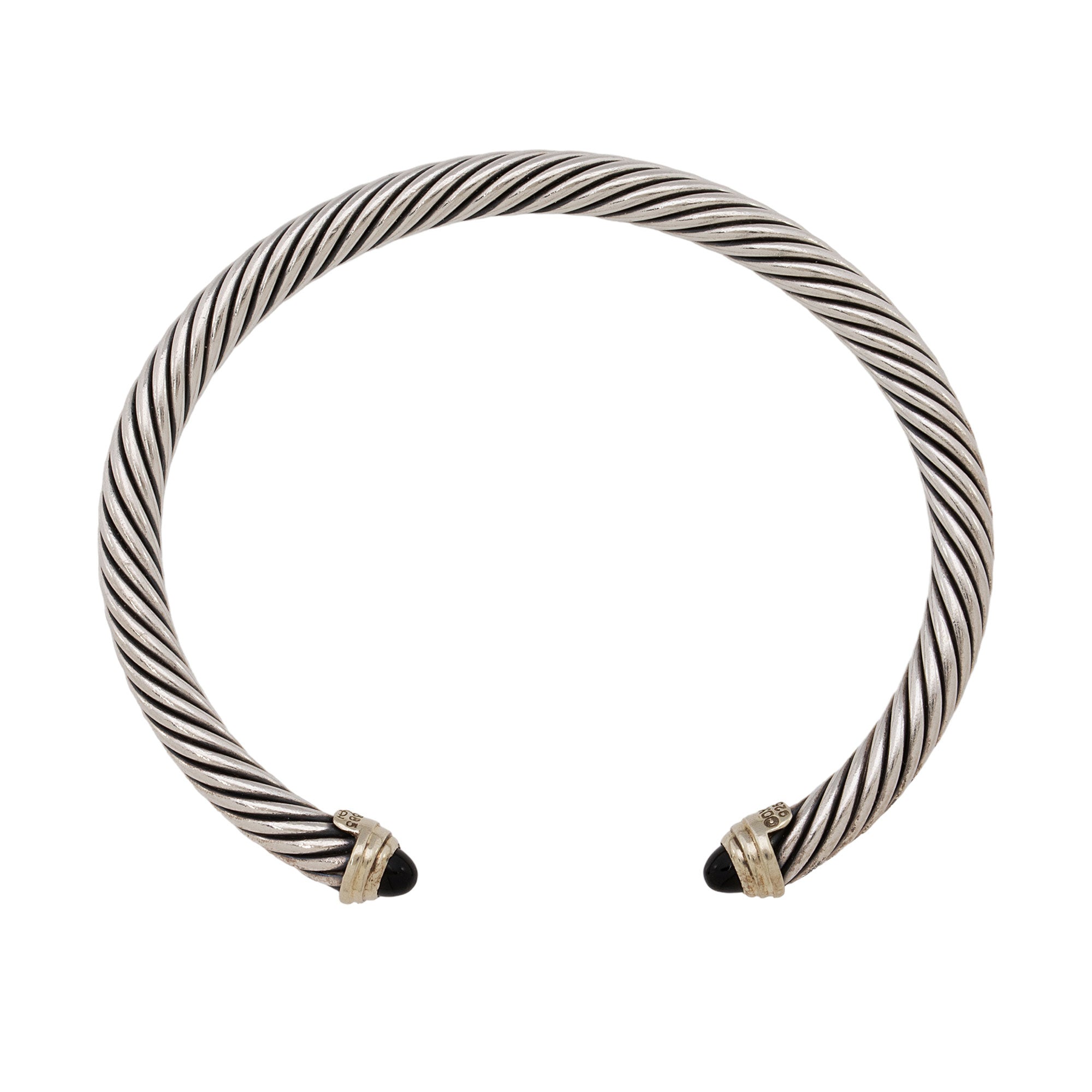 David Yurman 14k Gold Sterling Silver Onyx Cable Classics 5mm Bracelet (SHF-KUjhk7)