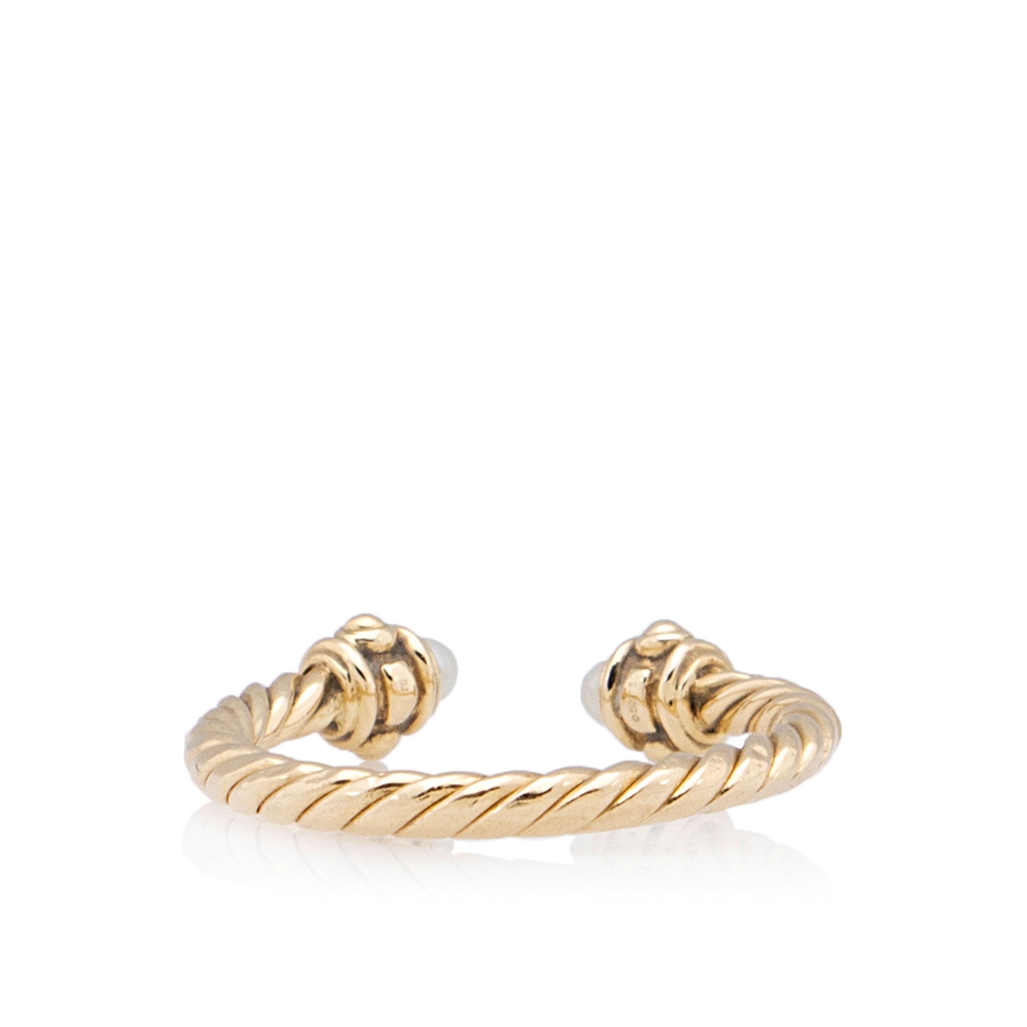 David Yurman 18k Gold Diamond Pearl Renaissance Ring - Size 7 (SHF-u9fLVz)