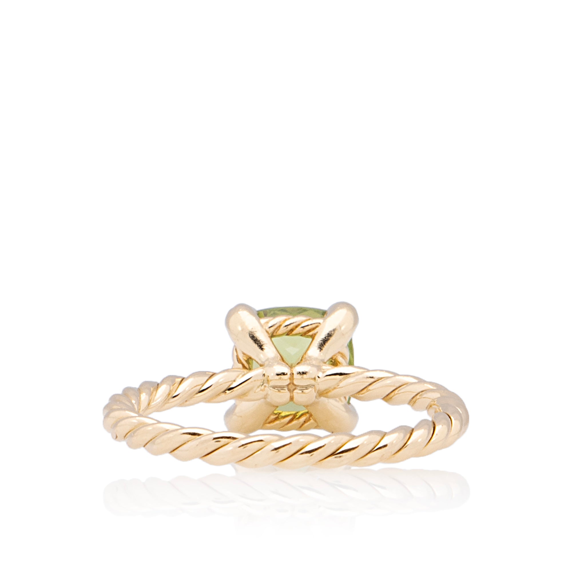 David Yurman 18k Gold Pave Diamond Peridot 7mm Chatelaine Ring - Size 6 1/2 (SHF-euPvJU)