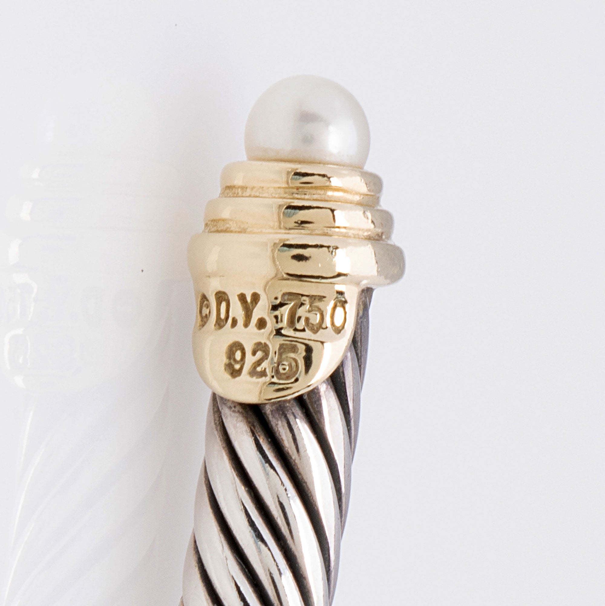 David Yurman 18k Gold Sterling Silver Pearl Cable Classics 4mm Bracelet (SHF-S5G3Tx)