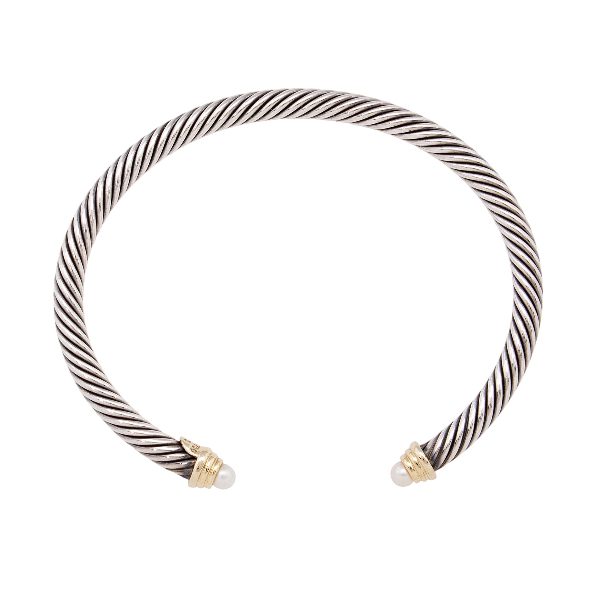 David Yurman 18k Gold Sterling Silver Pearl Cable Classics 4mm Bracelet (SHF-S5G3Tx)
