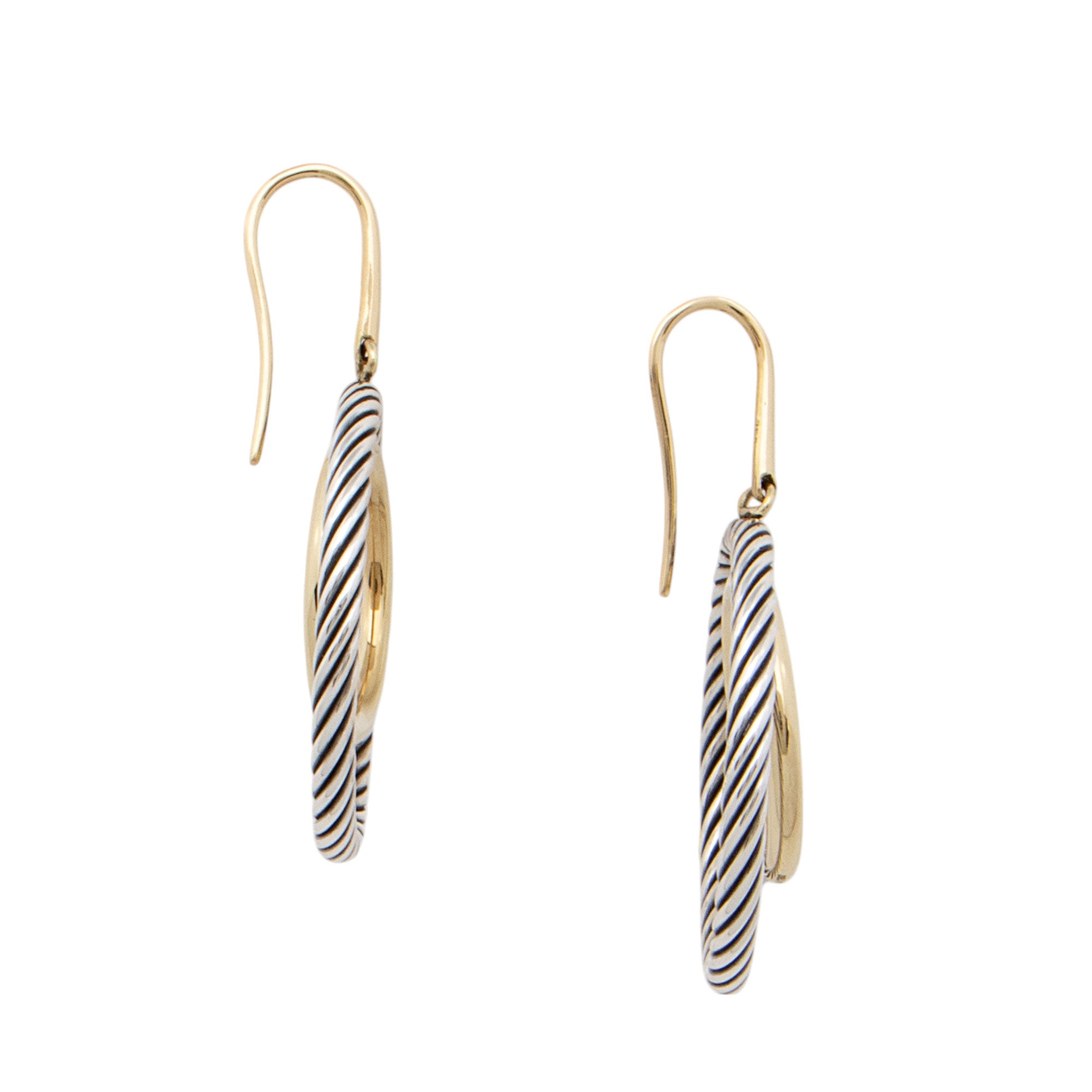 David Yurman 18k Gold Sterling Silver Spiral Cable Earrings