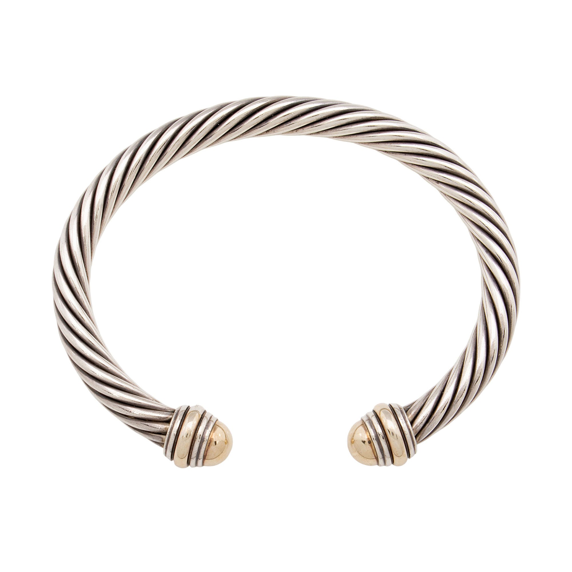 David Yurman Sterling Silver 14k Gold Cable Classics 7mm Bracelet