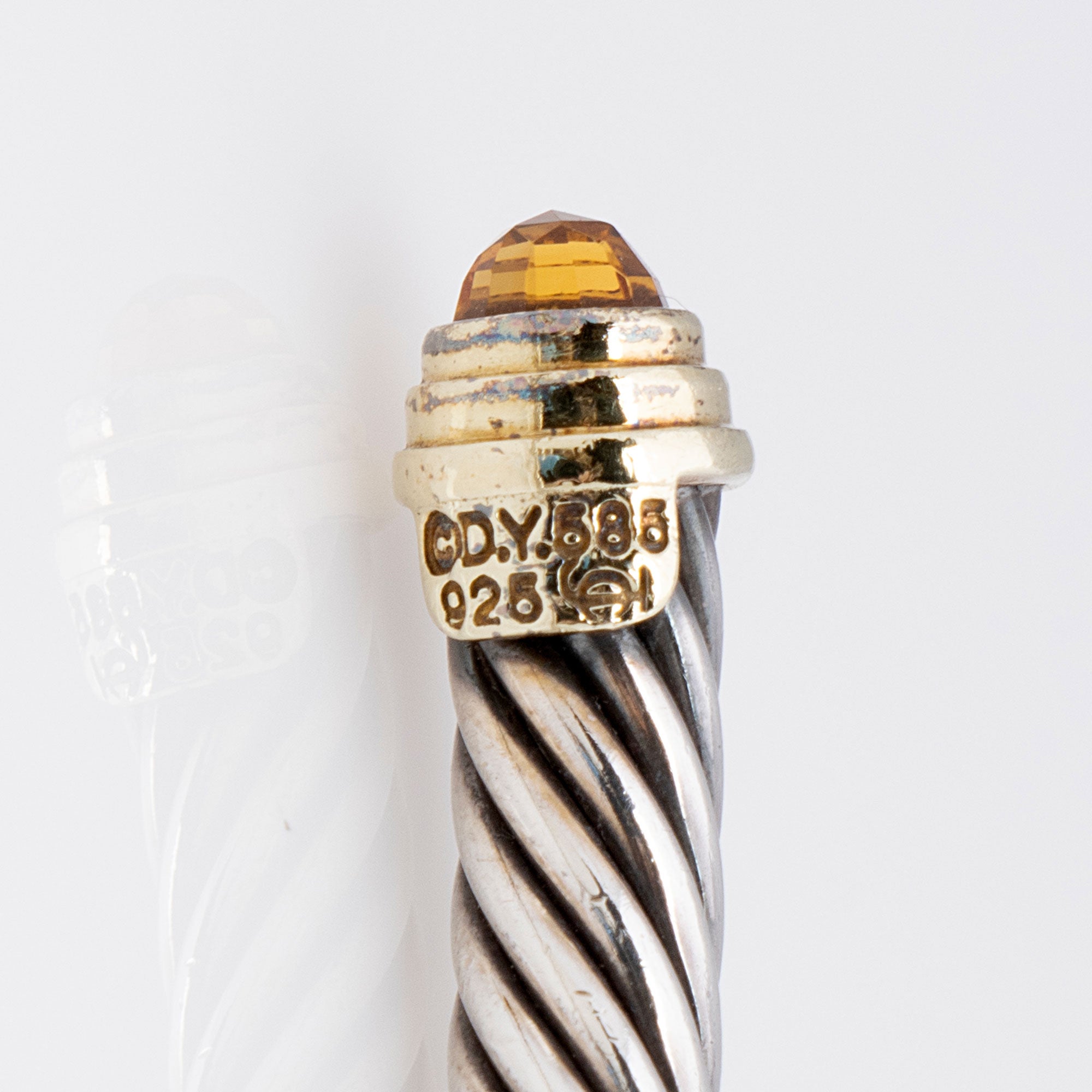 David Yurman Sterling Silver 14k Gold Citrine Cable Classics 5mm Bracelet